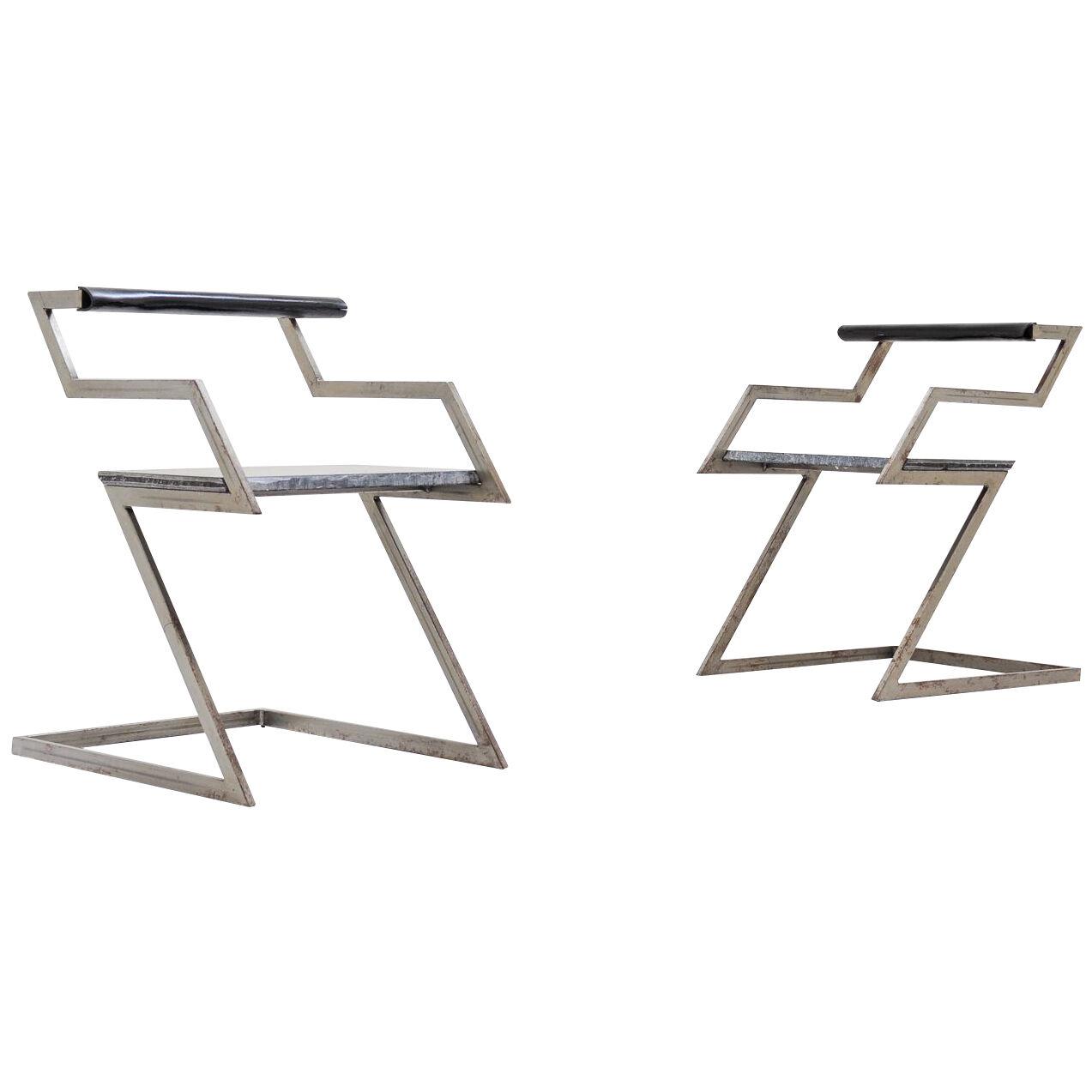 1983 Pair of Zig Zag Chairs by Gerard Kuijpers