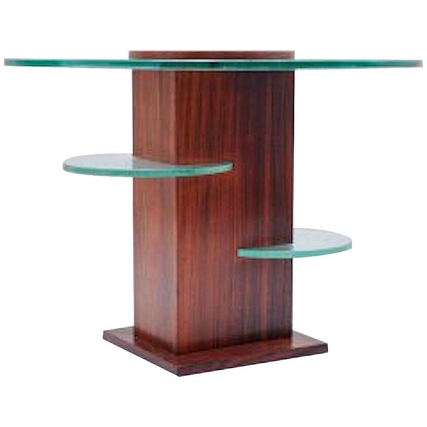 1932 Geometrical modernist gueridon, rosewood and glass