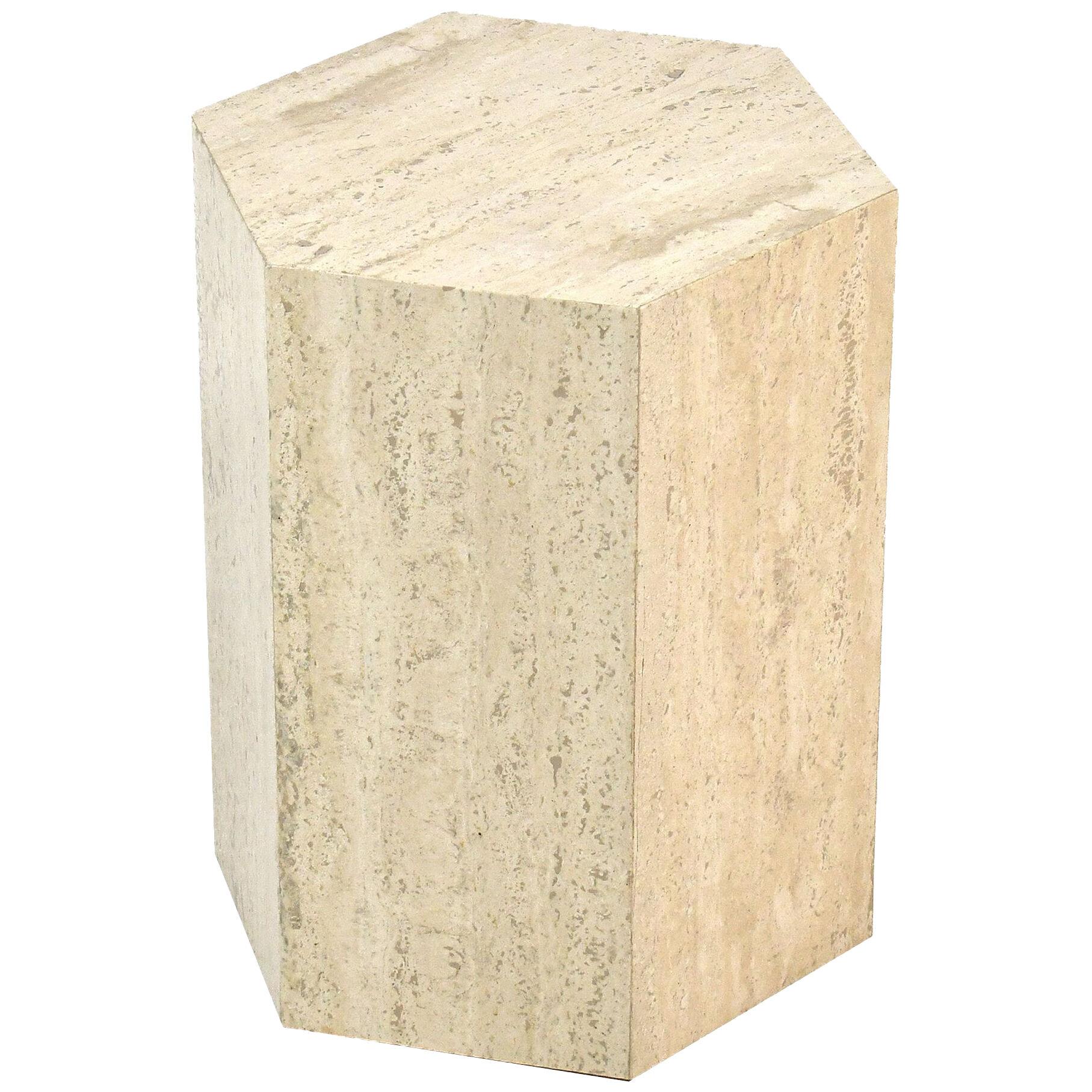 Ello Travertine Hexagonal Side Table / Pedestal
