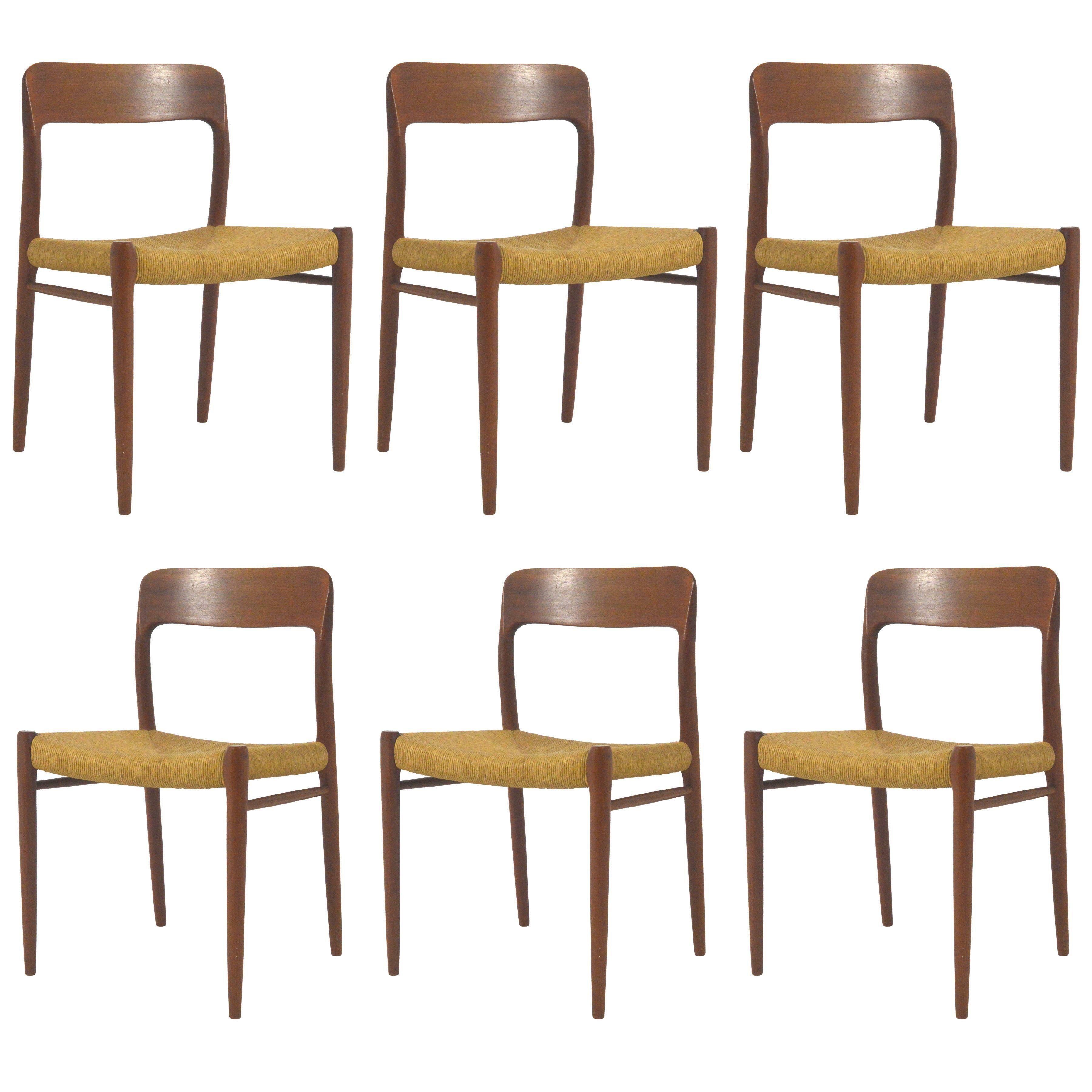 Niels O. Møller Set of Six Model 75 Chairs
