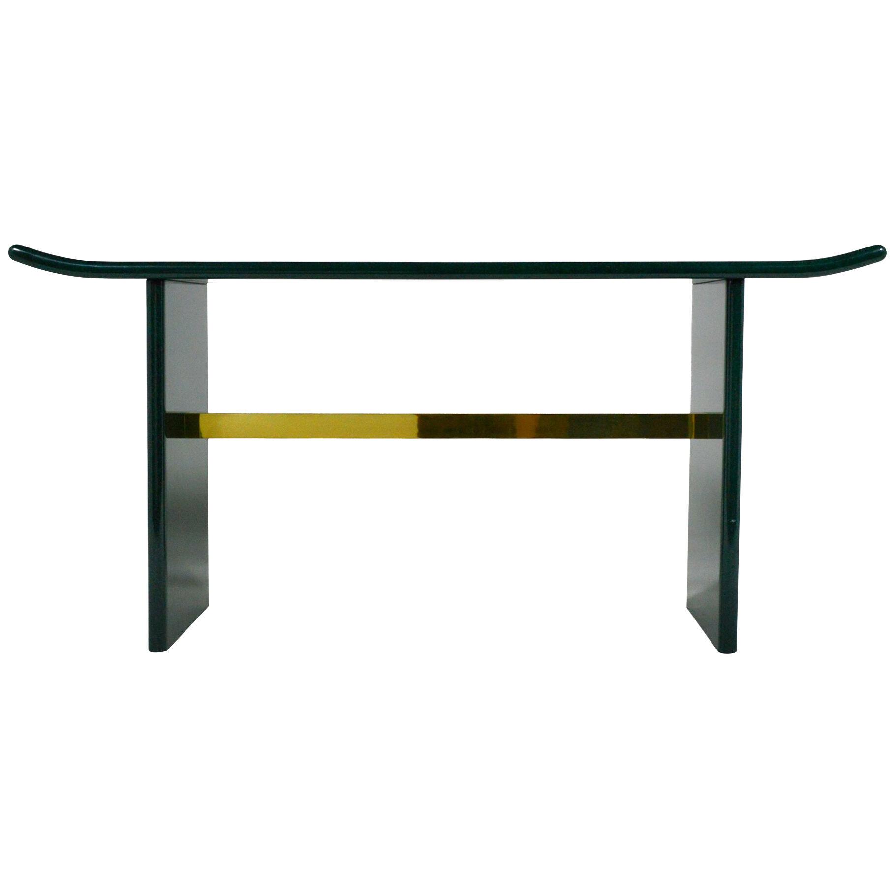 Faux Malachite and Brass Console Table