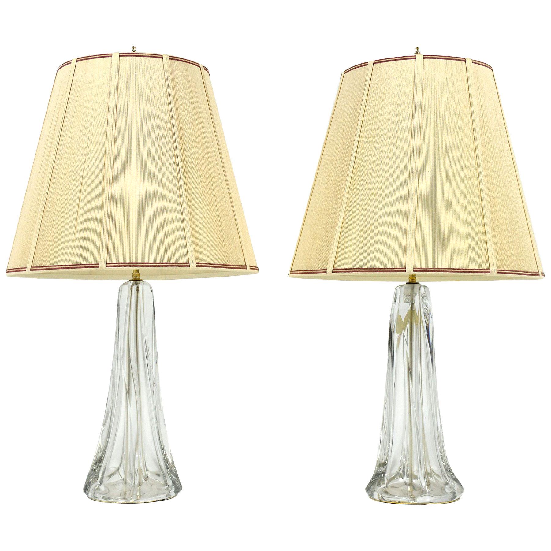 Pair of Large Crystal Table Lamps