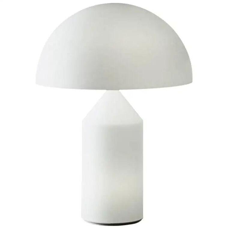 Vico Magistretti 'Atollo' Small White Glass Table Lamp by Oluce