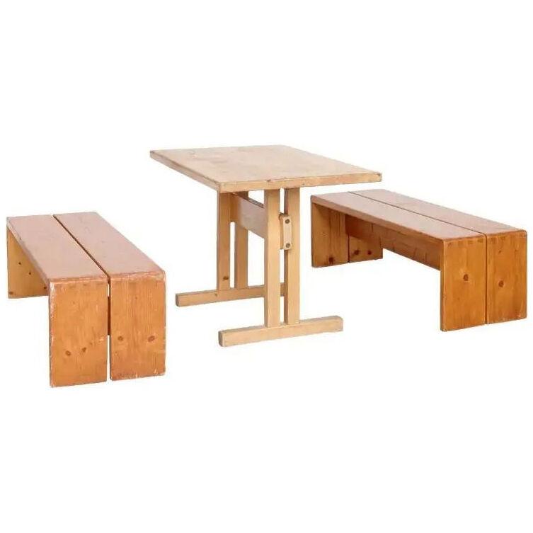 Charlotte Perriand Big Table and Two Benches for Les Arcs