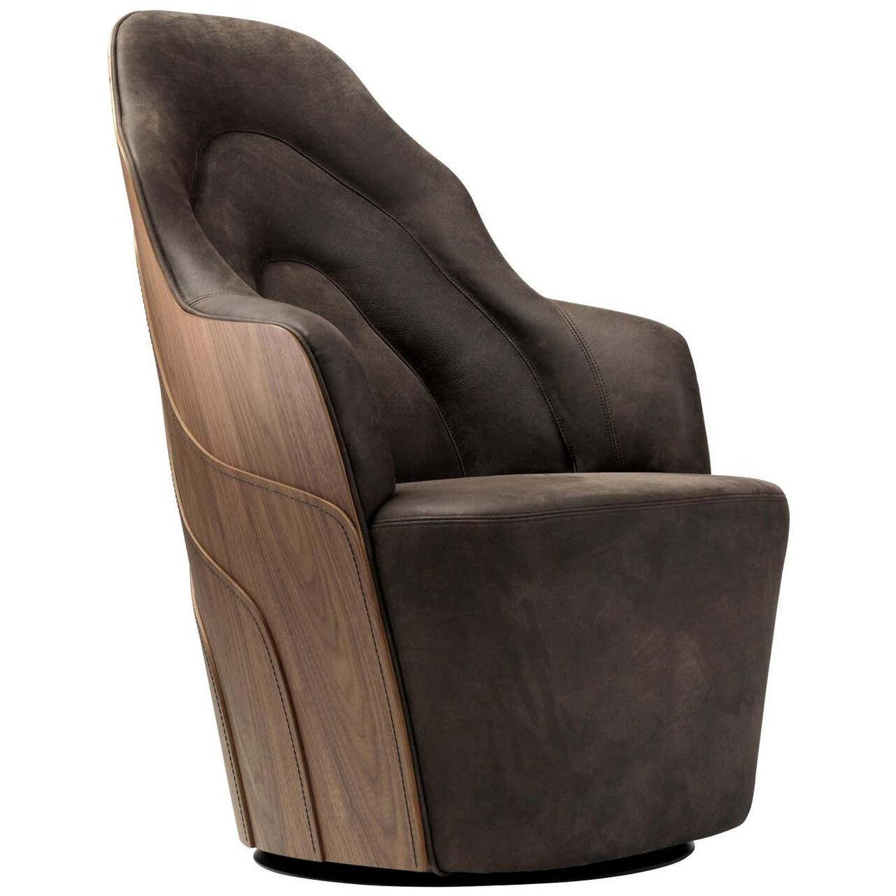 Färg & Blanche Contemporary Brown Leather Couture Armchair for BD Barcelona