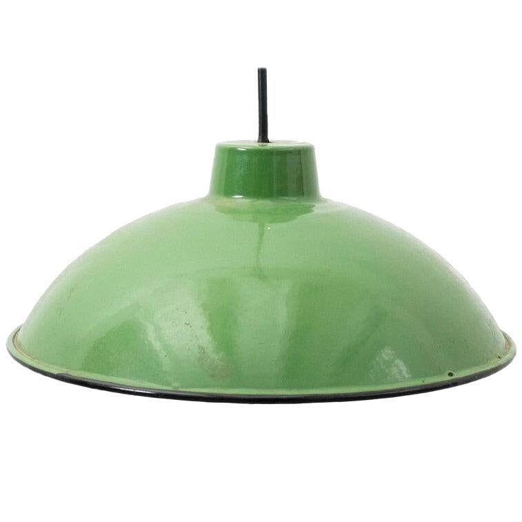 Early 20th Century Antique Green Lacquered Metal Ceiling Lamp