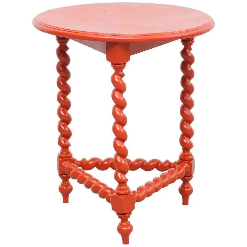 Antique French Wood Table Painted in Red, circa 1930