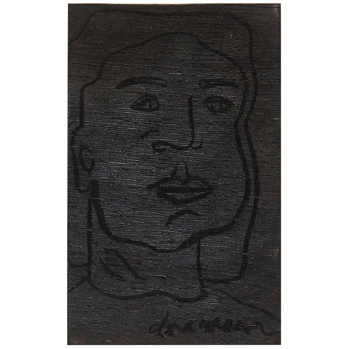 Adrian Black Portrait of Dora Maar Painting on Wood, 2017, Free Shipping