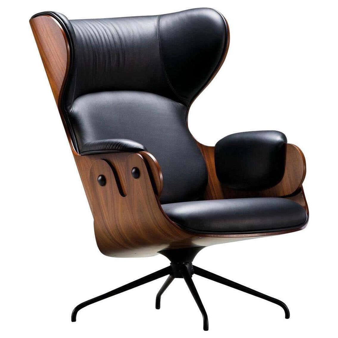 Jaime Hayon, Contemporary, Playwood Walnut Leather Upholstery Lounger Armchair