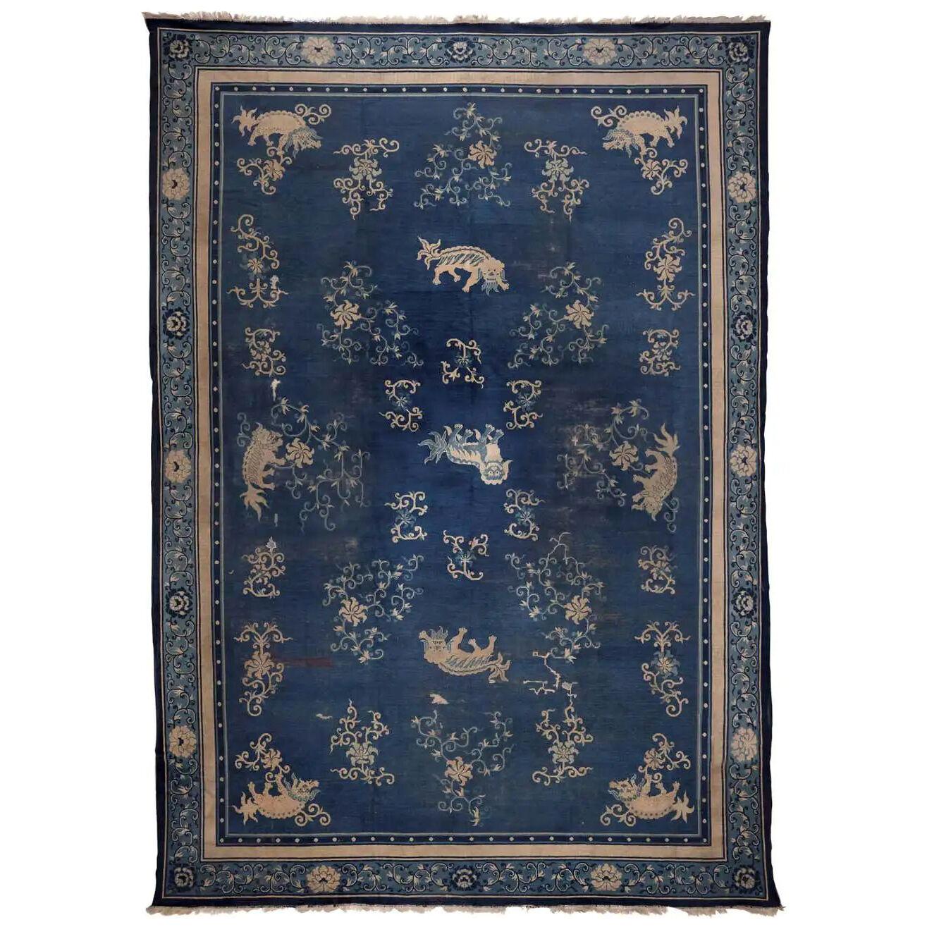 Ningshia, Chinese Export, Hand Knotted Wool, Antique Rug, circa 1920