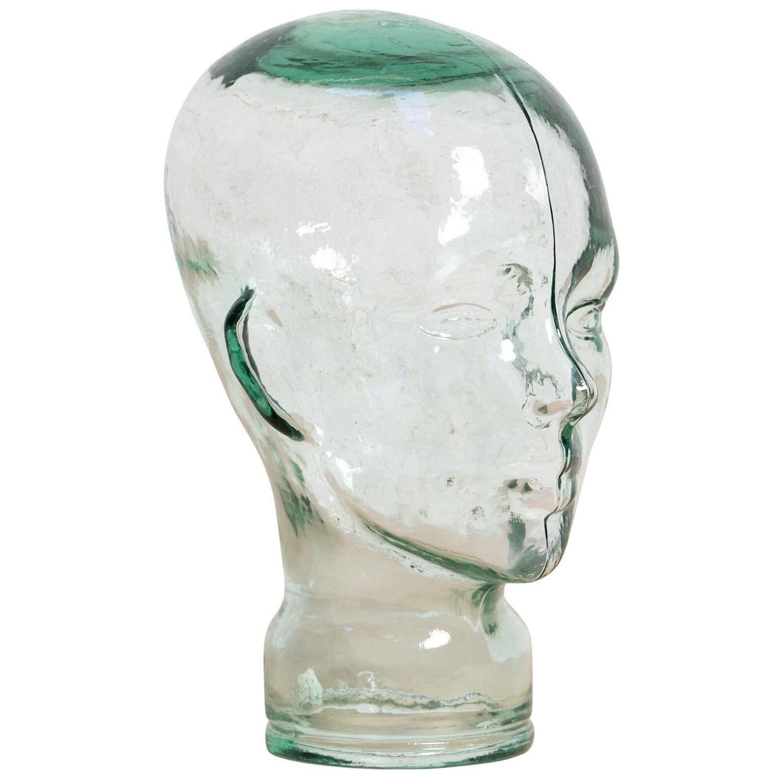 Decorative Glass Head Sculpture, circa 1970