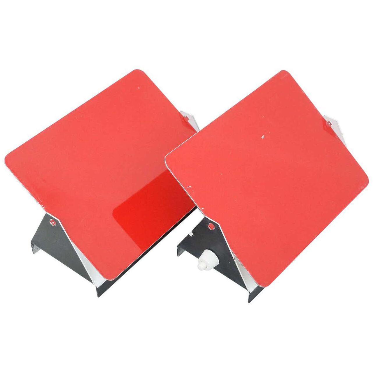 Pair of Charlotte Perriand, Mid-Century Modern Red Metal CP-1 Wall Light, 1960