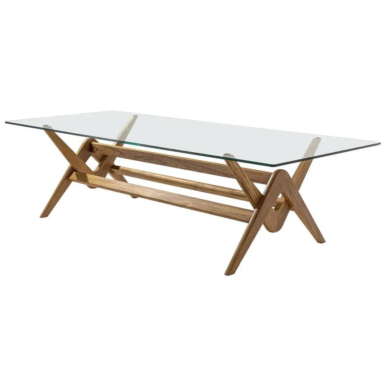 Pierre Jeanneret 056 Capitol Complex Wood and Glass Table by Cassina