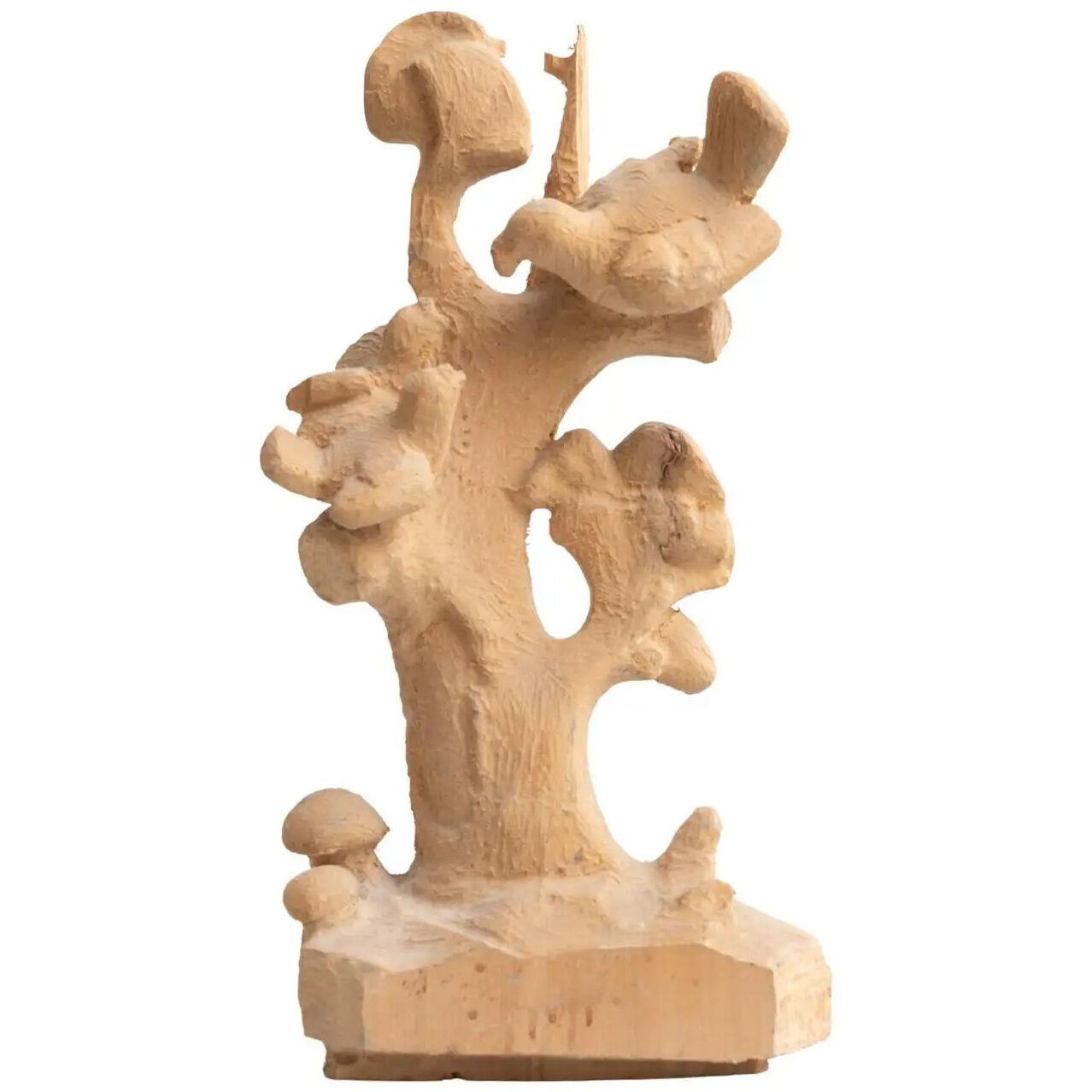 Traditional Preliminary Sketch Wooden Sculpture of a Tree