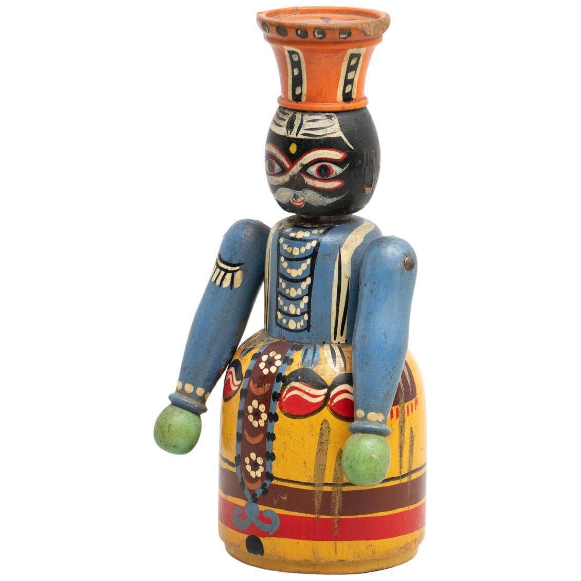 Vintage Hand-Painted Wooden Figure