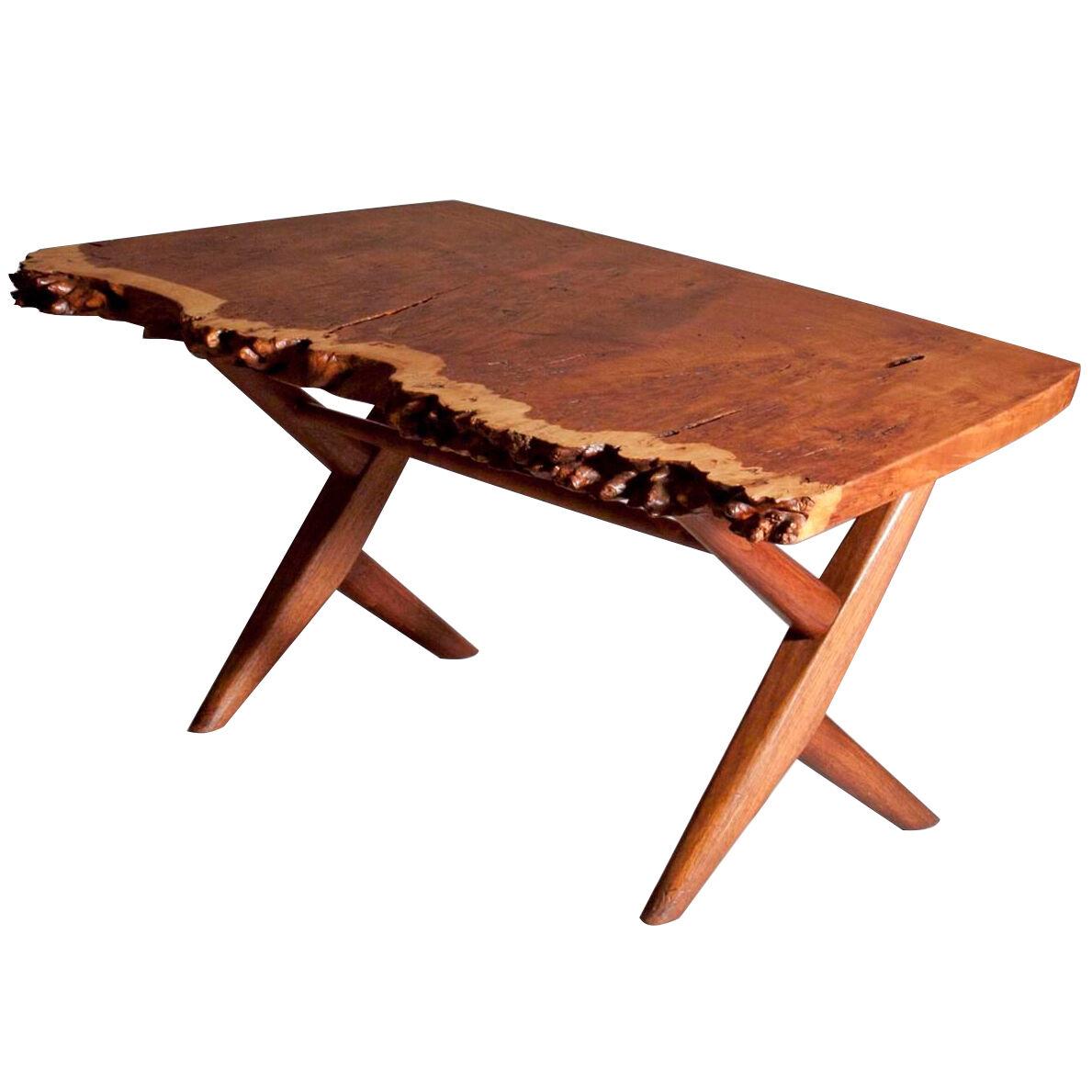 Burl English Oak Table with Conoid Base