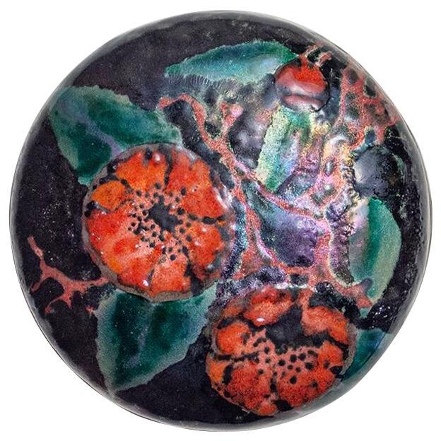 Enameled Lidded Box with Red Poppies