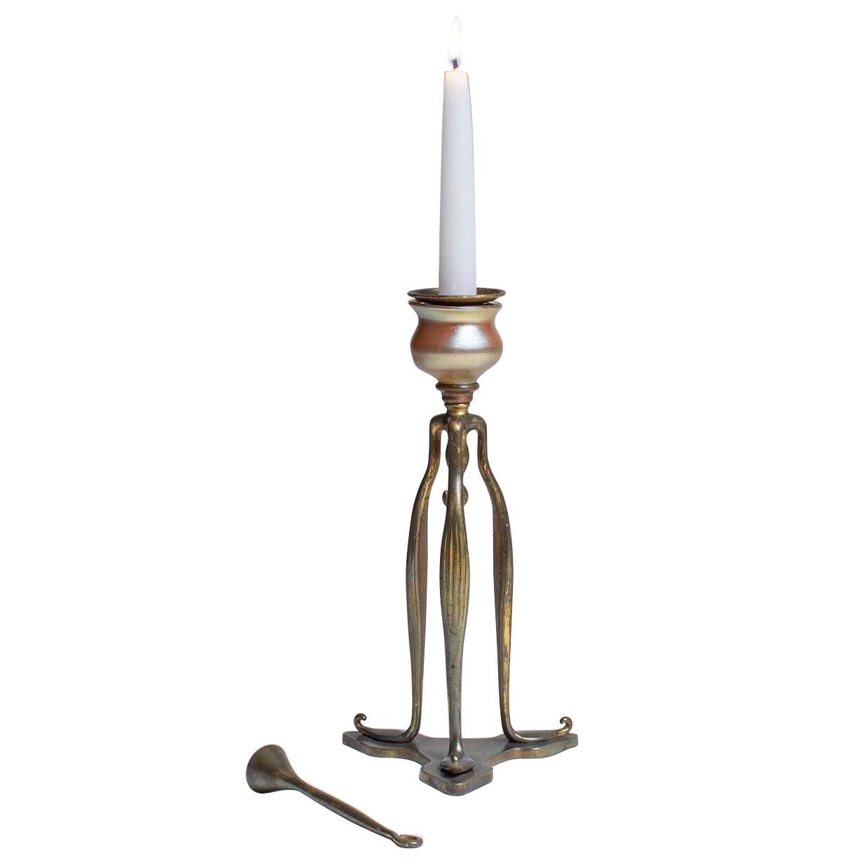 Candlestick with Favrile Glass Candle Cup