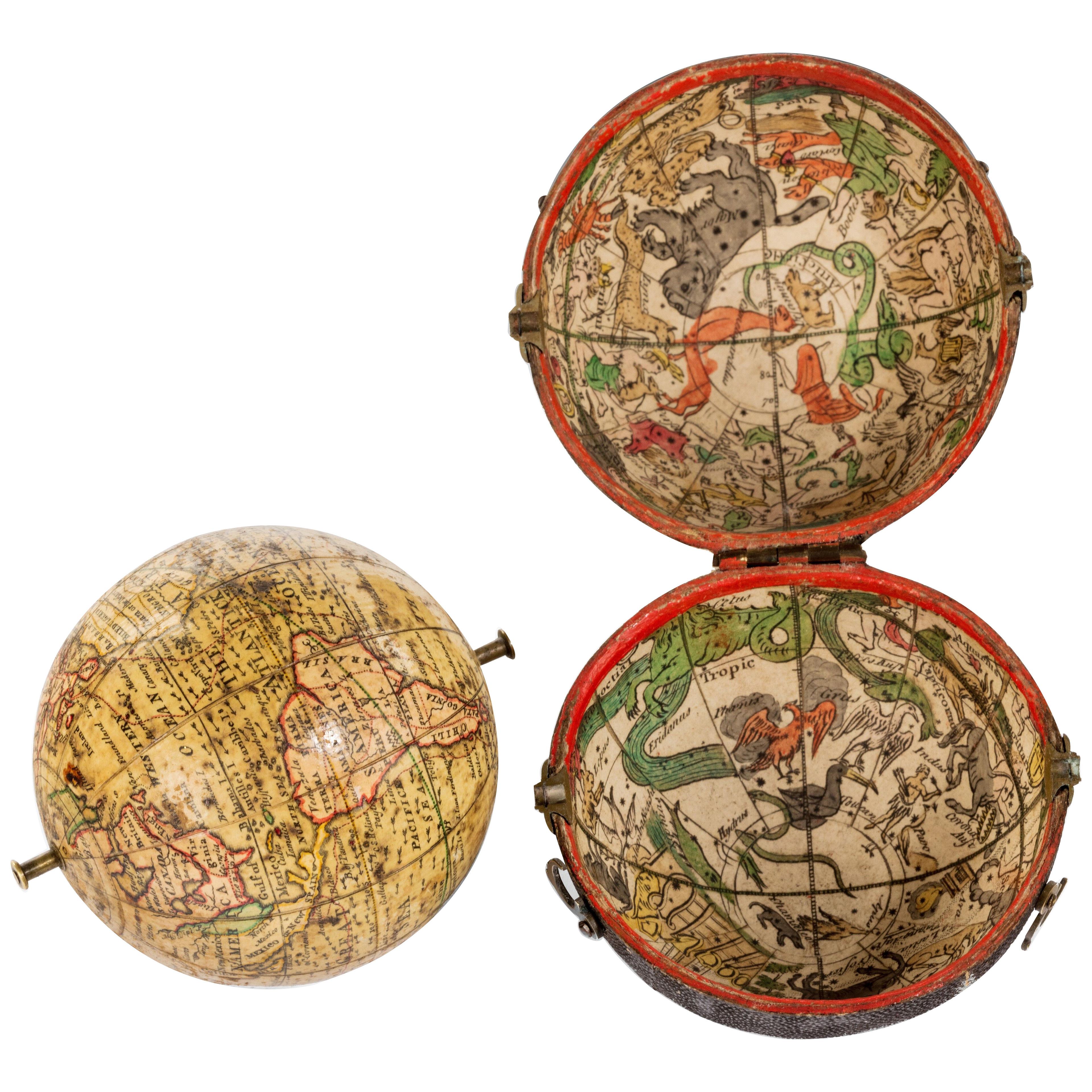  Pocket Globe and Case Published by Nathaniel Hill (fl.1746-68)