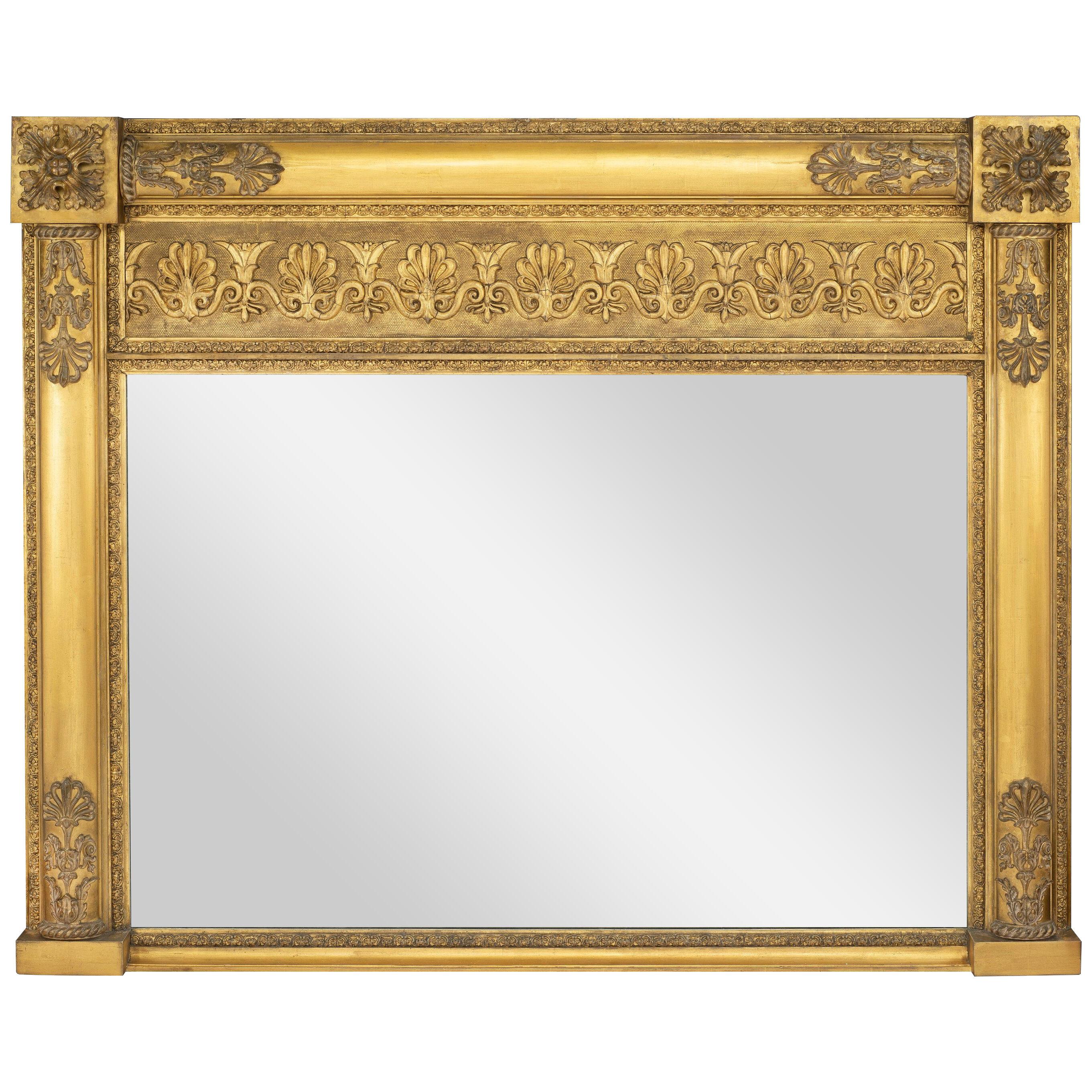 Regency Gilt and Gesso Overmantel Mirror