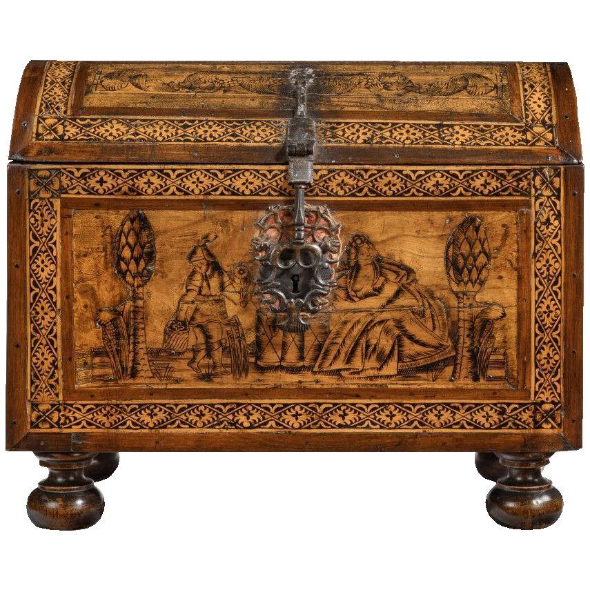 A Mexican Viceregal Inlaid and Engraved Marquetry Coffer