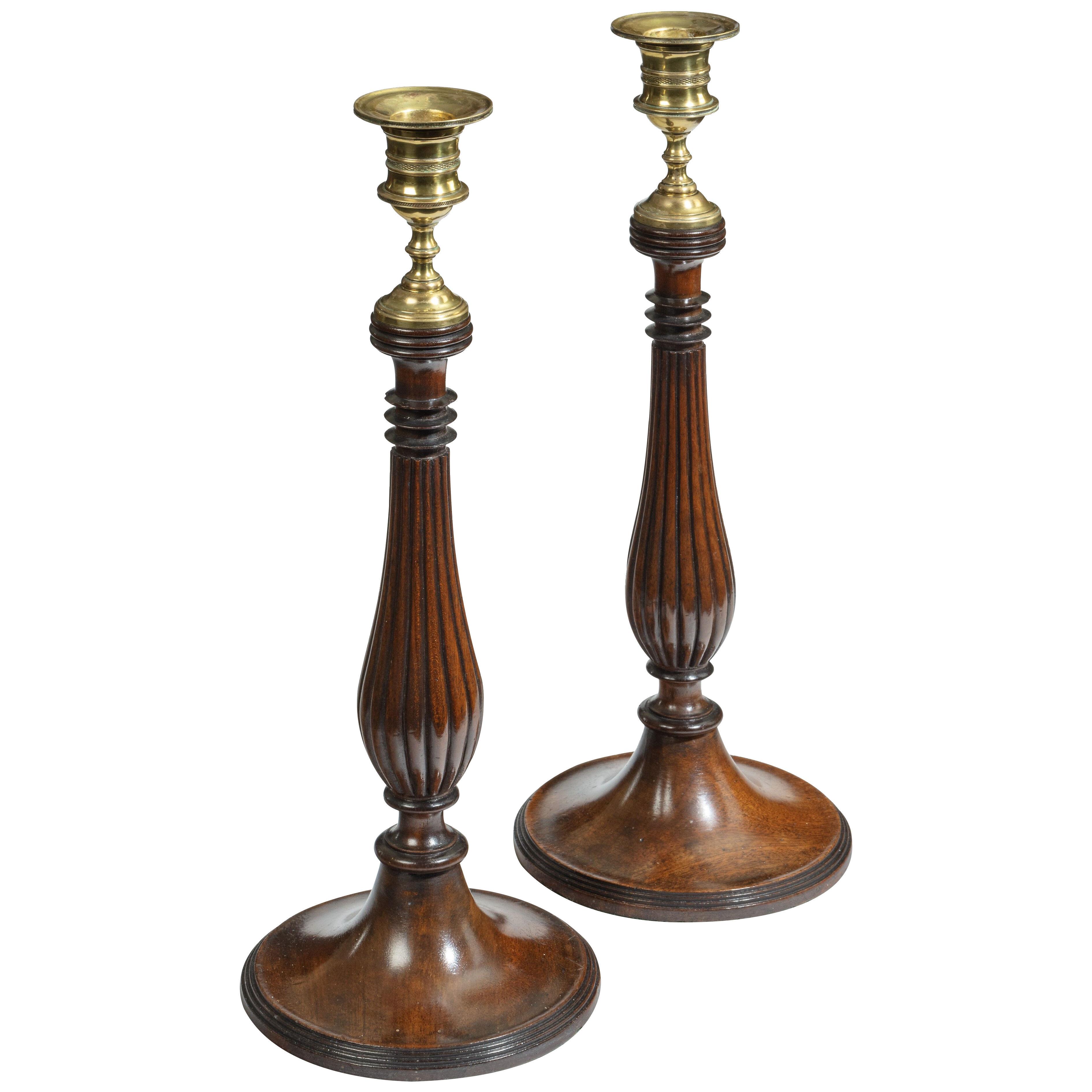 Pair of George III Mahogany Candlesticks in the manner of Gillows