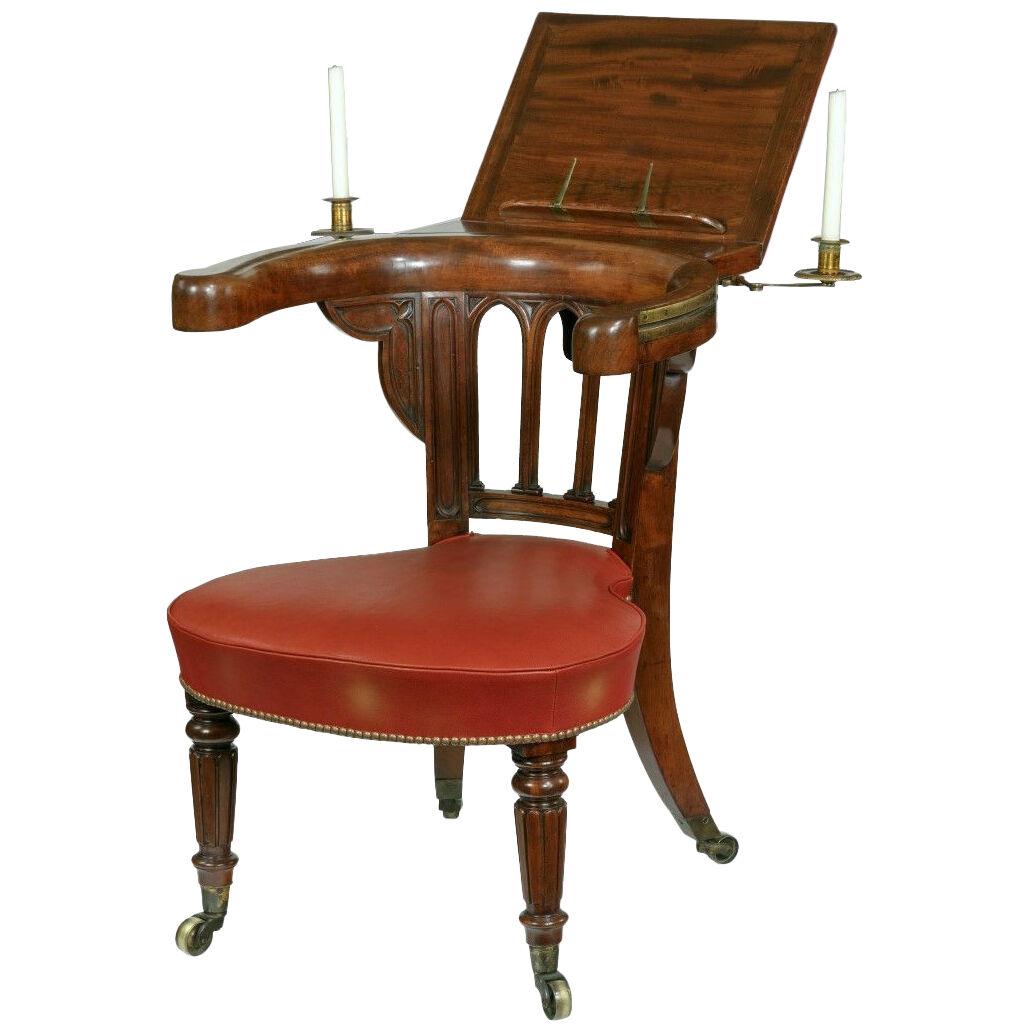 William IV Mahogany and Brass-Mounted Reading Chair