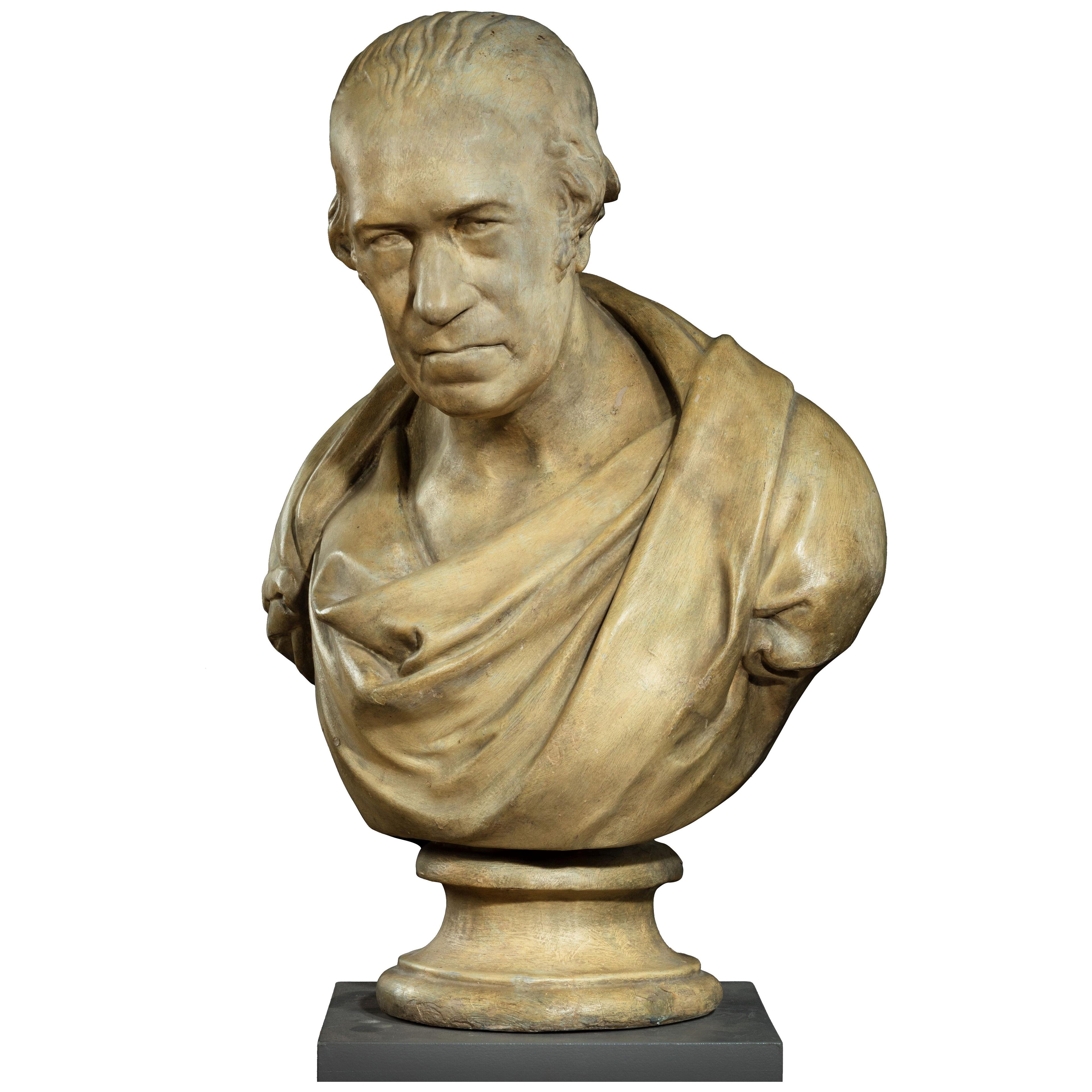 19th Century Plaster Bust of James Watt, after Francis Leggatt Chantrey