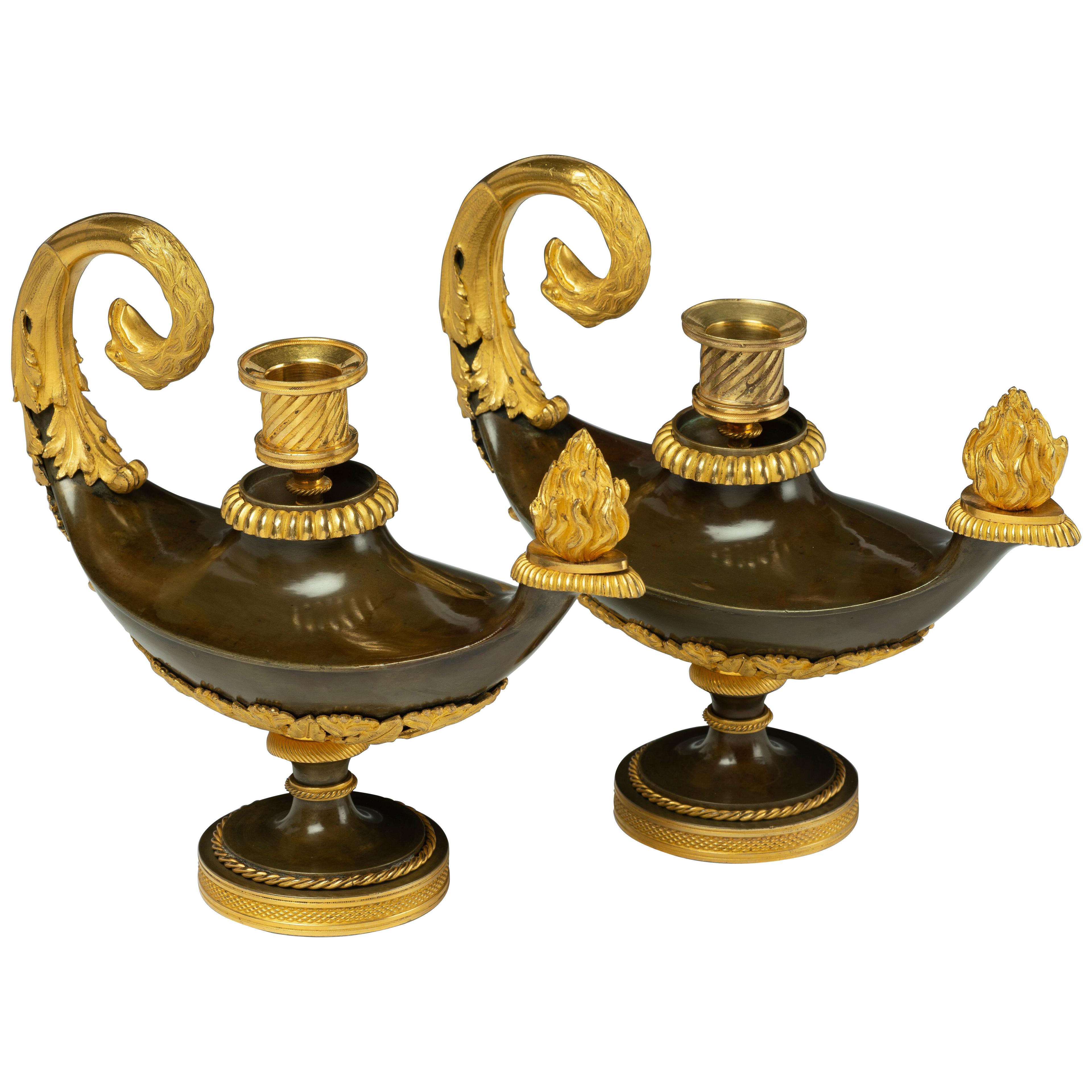 Pair of Regency Bronze and Ormolu-mounted Cassolettes