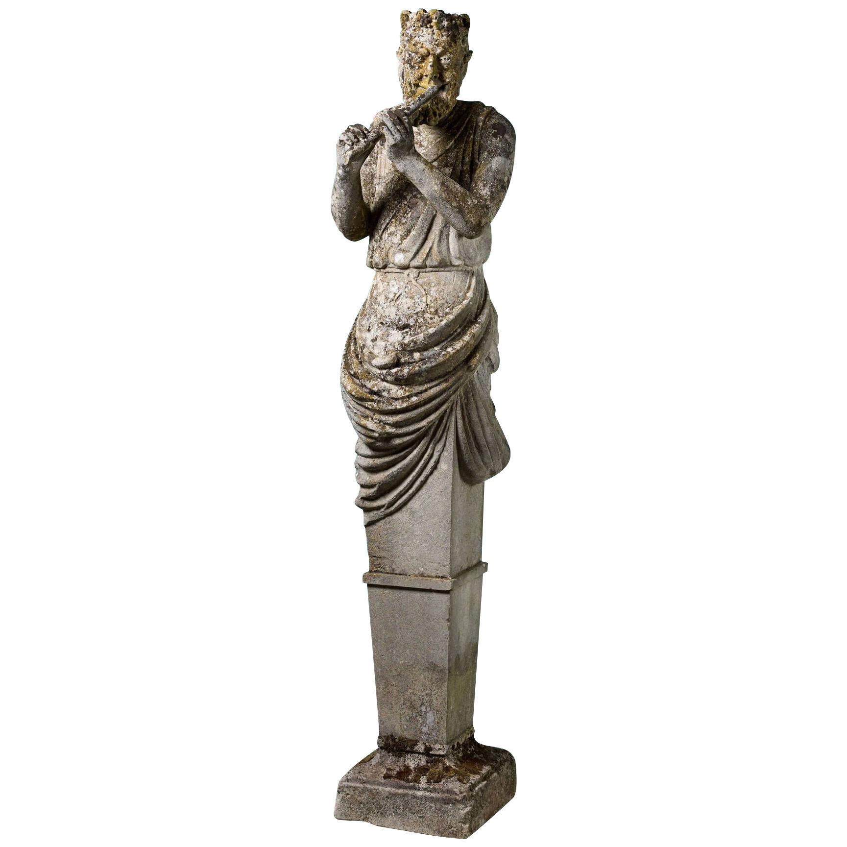 Stone Term Garden Statue of Greek God Pan