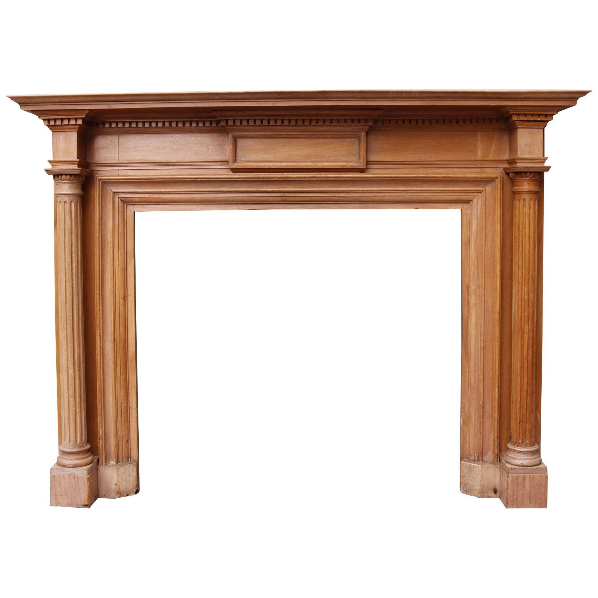 Neoclassical Columned Timber Fireplace