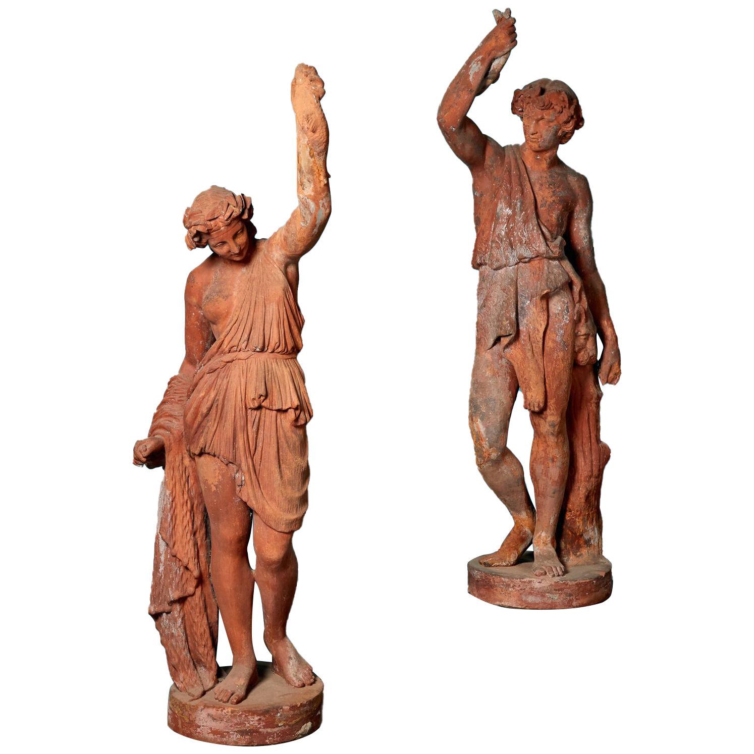 Pair of Antique Terracotta Figures by John Matthews