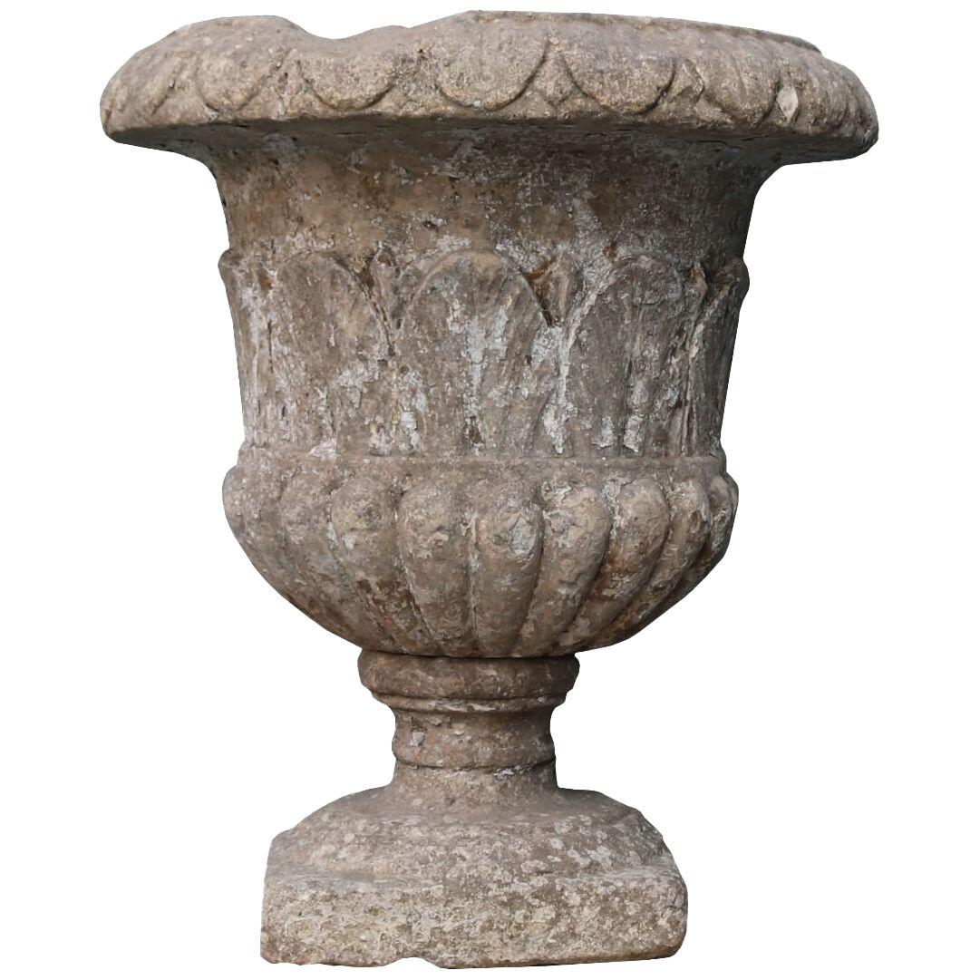 An Antique Limestone Garden Urn