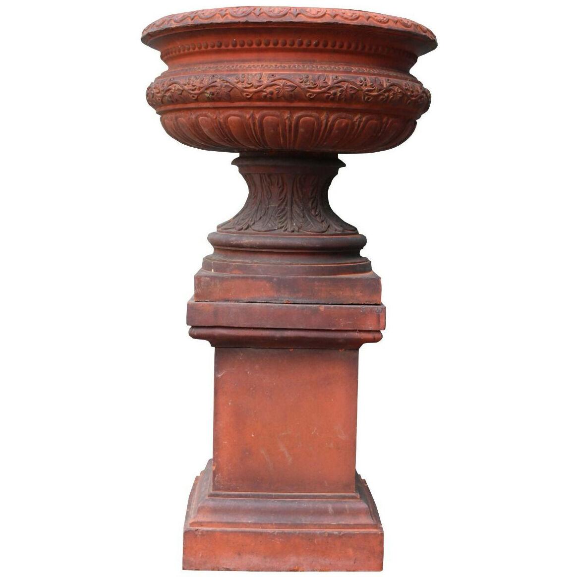 An Antique Terracotta Garden Urn Centerpiece