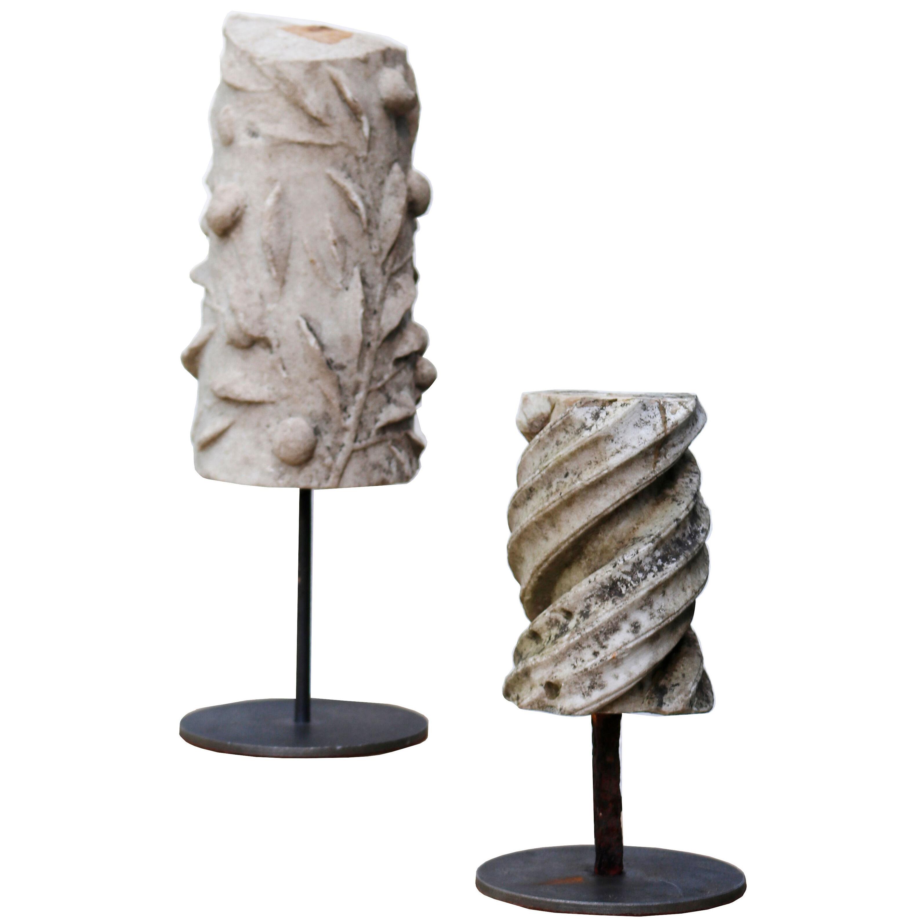 Two Roman Style Marble Column Fragments