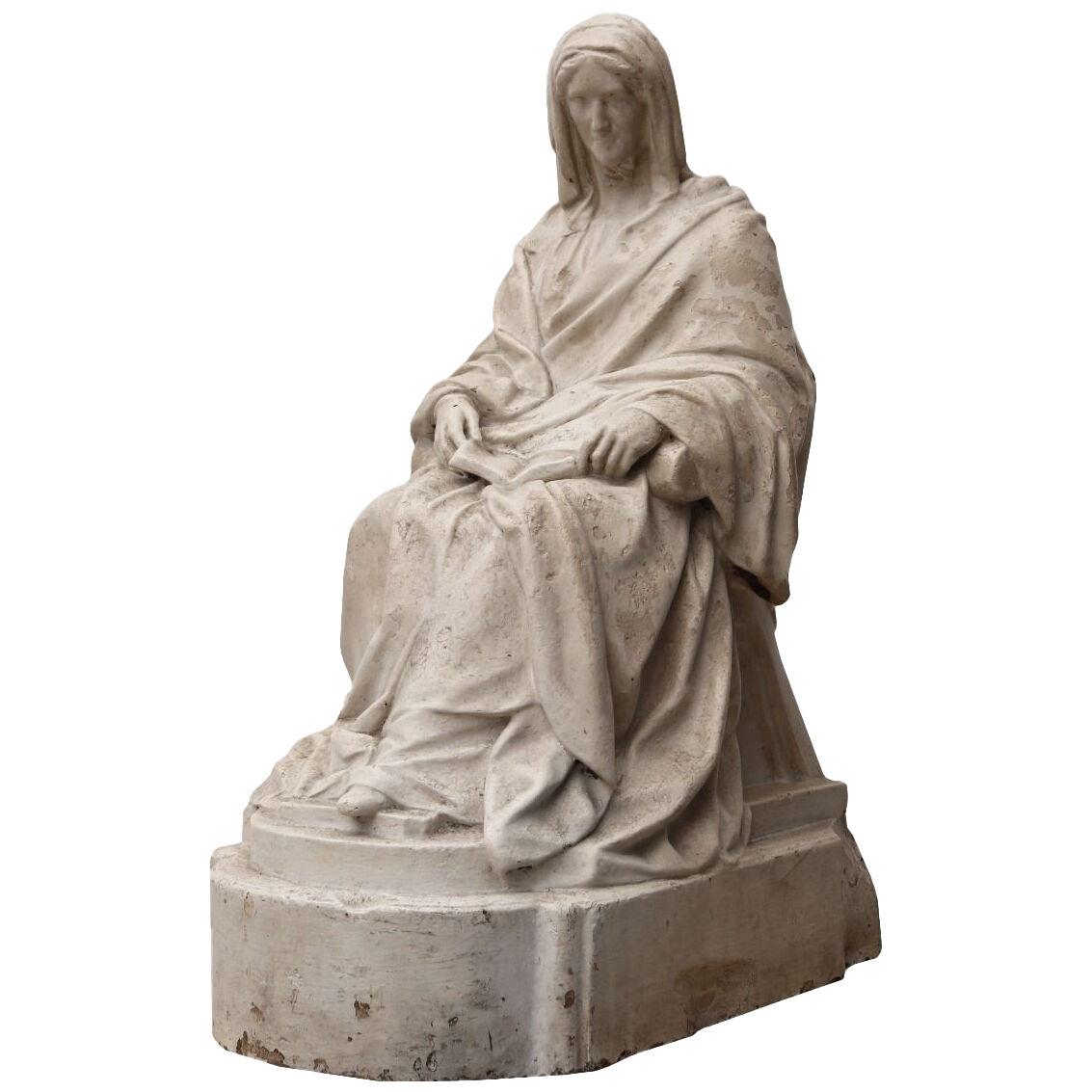 A Late 19th Century Plaster Marquette of a Seated Lady