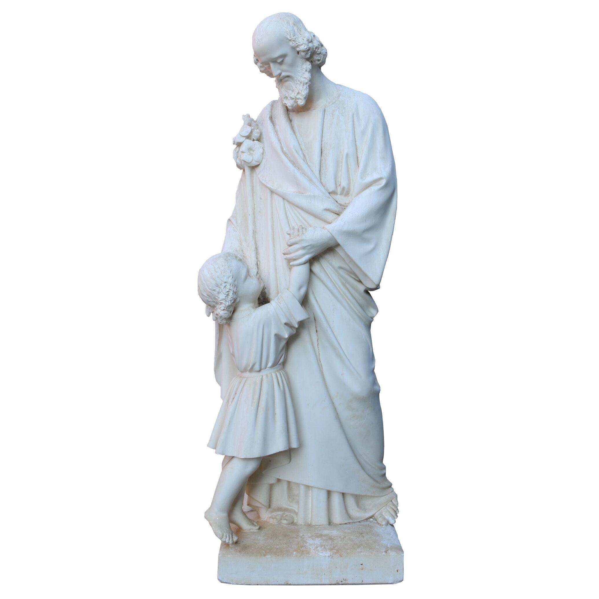 An Antique Plaster Sculpture or Statue of St. Joseph