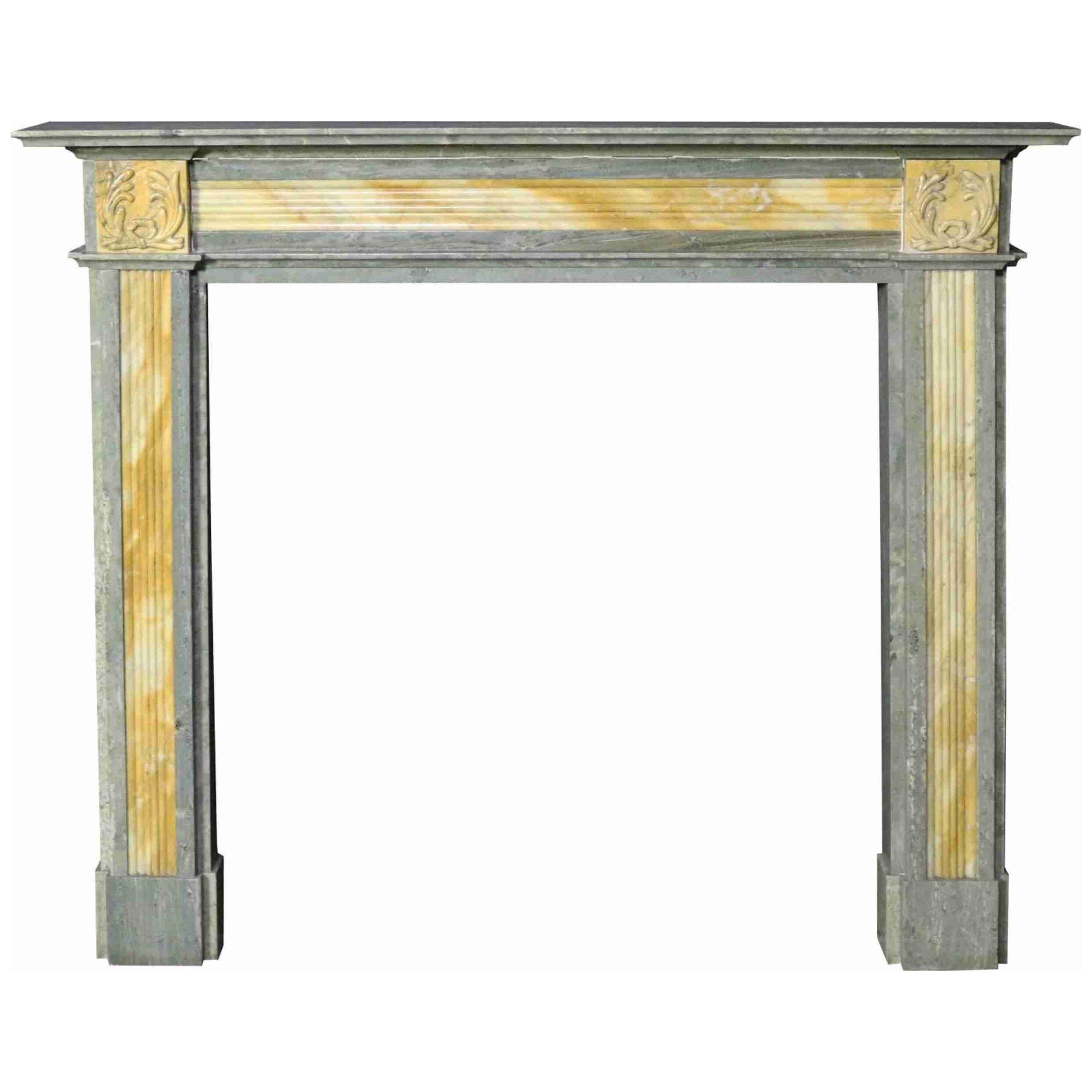 An Antique Swedish Green and Sienna Marble Fire Surround