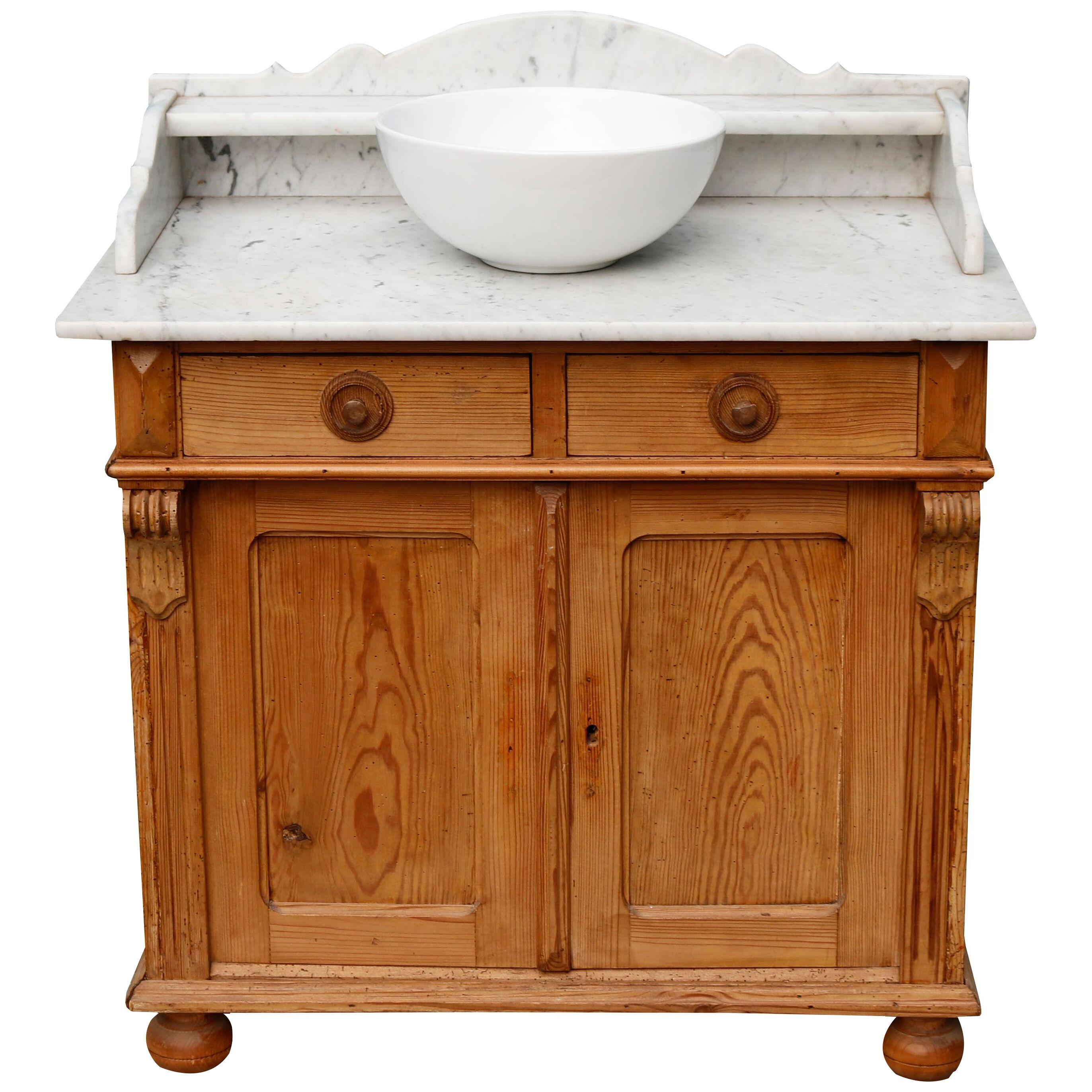 A Reclaimed Victorian Style Carrara Marble Washstand