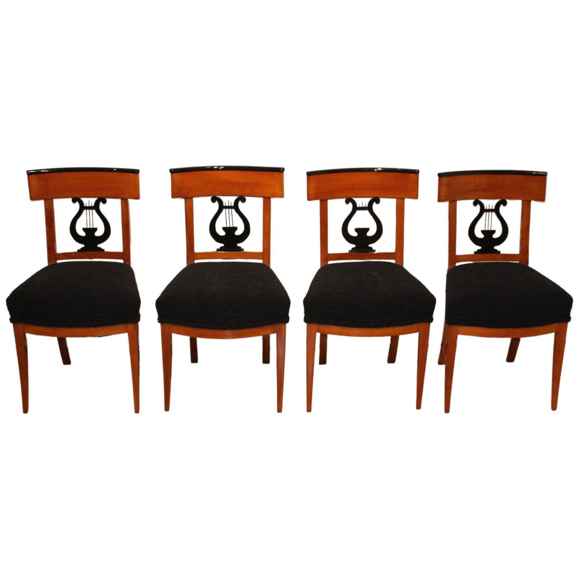 Set of Four Biedermeier Chairs, Cherry Wood, South Germany circa 1830