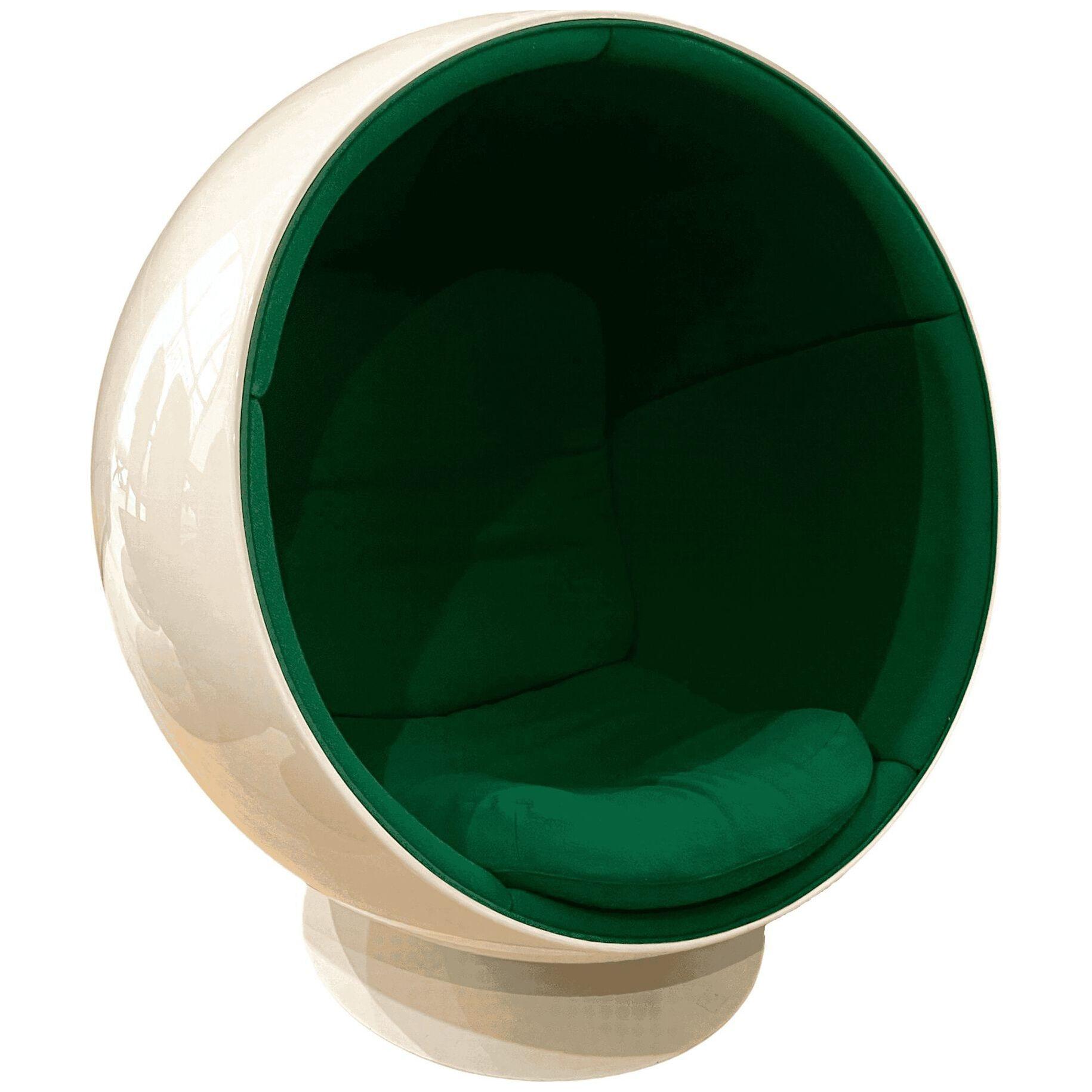 Ball Chair by Eero Aarnio, Green and White, Adelta, Finland circa 1980/90s