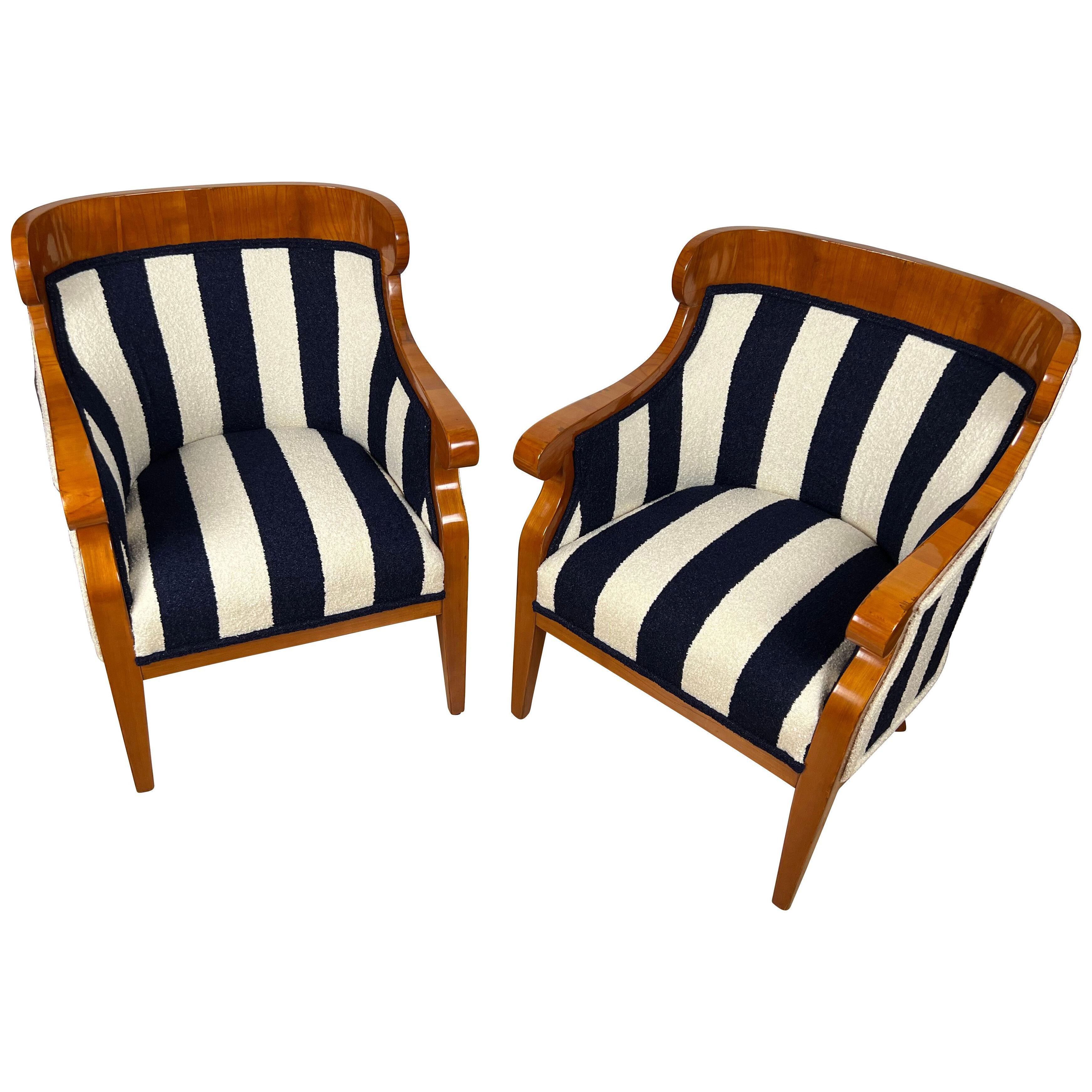 Biedermeier Bergere Chairs (Pair), Cherry Veneer, Austria/Vienna, 19th century	