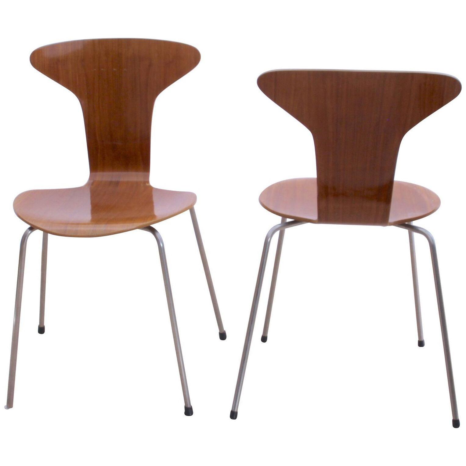 Pair of 3105 'Mosquito' Chairs by Arne Jacobsen, F. Hansen, Teak, Denmark, 1950s
