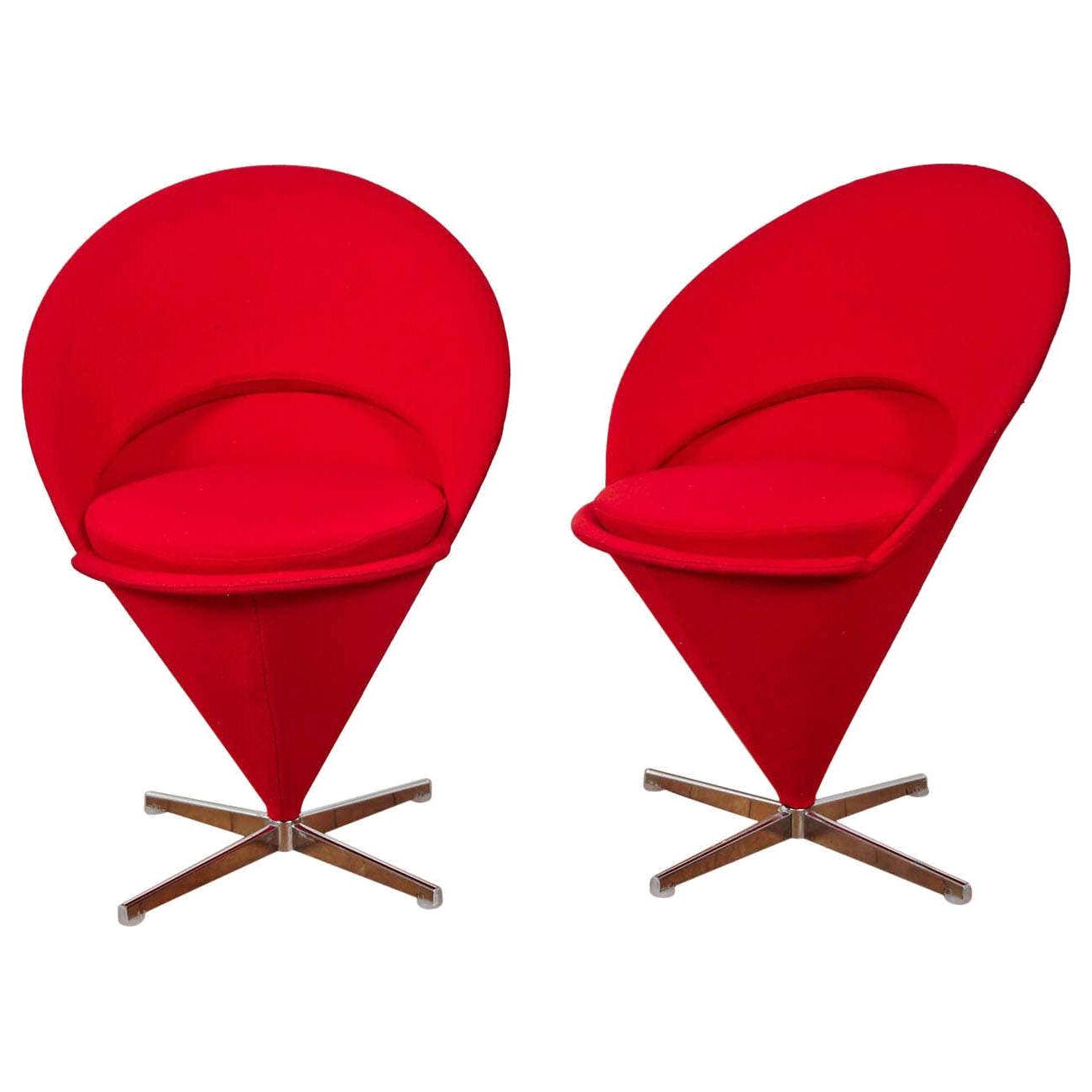 Pair of "K1 Cone Chairs" 1958 by Verner Panton