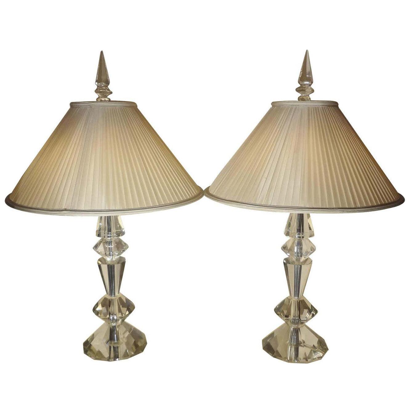 Spectacular Pair of Glass Table Lamps, France, 1940s
