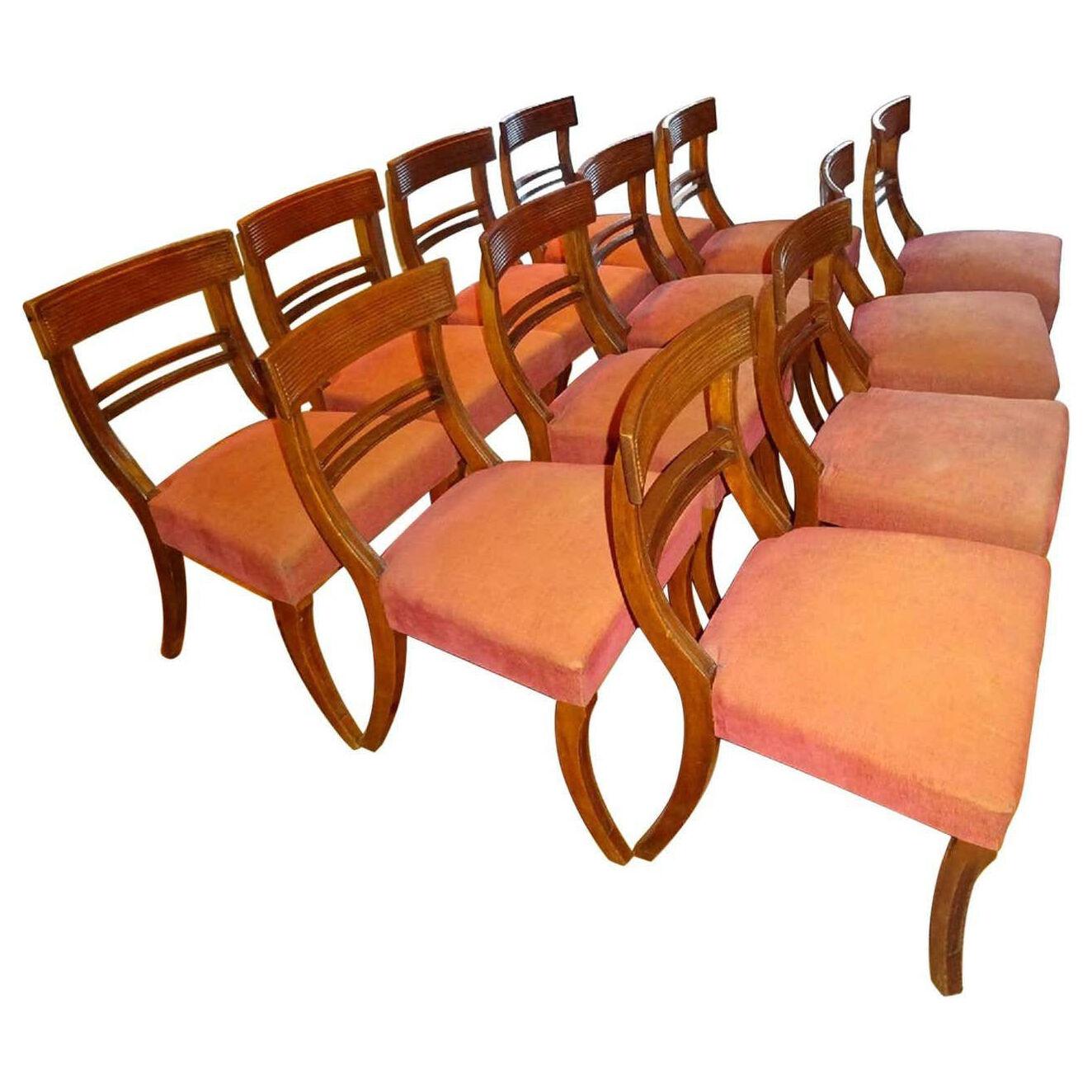 Set of Twelve Regency Style Dining Chairs Made in Rosewood, Circa 1940