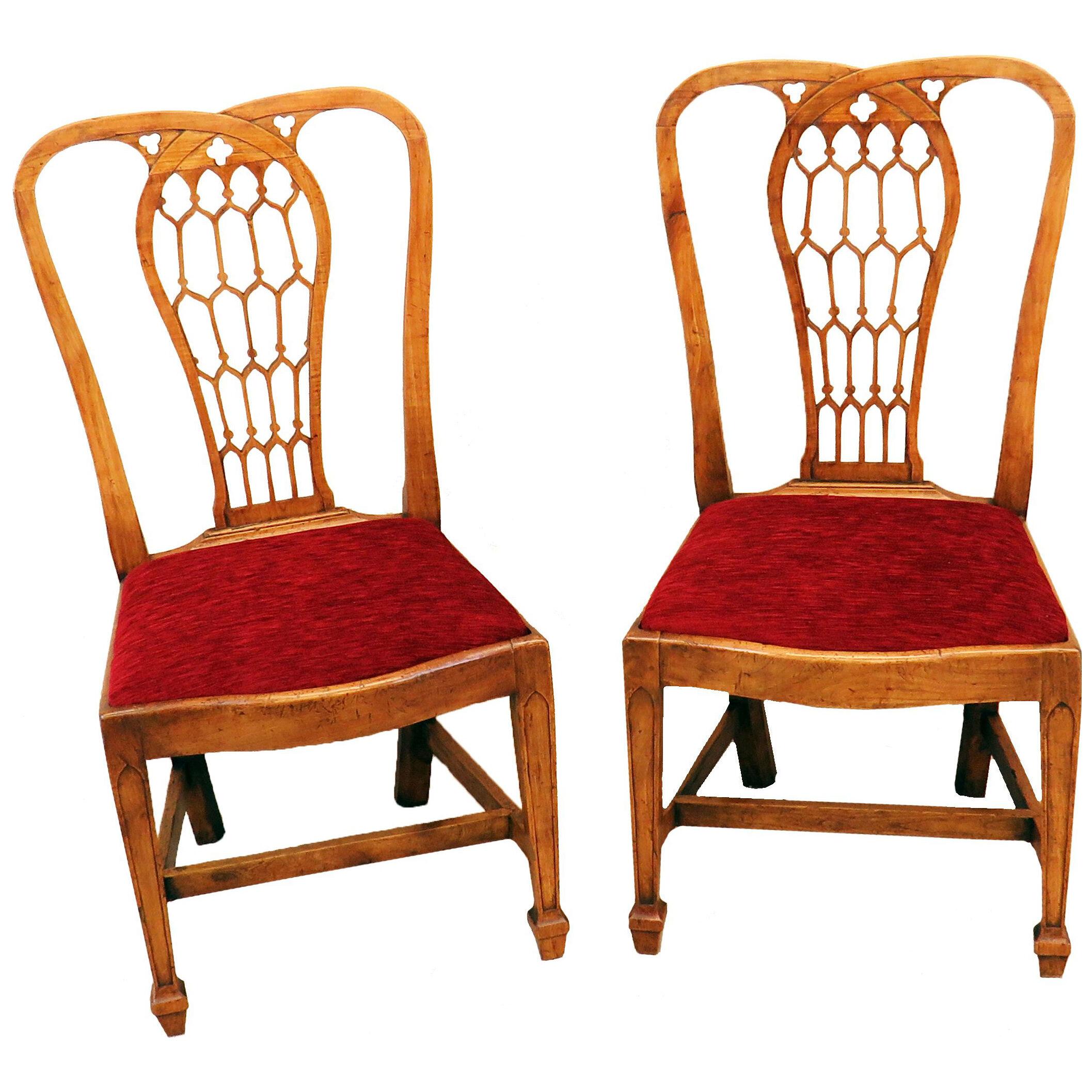 18th Century Pair of Fruitwood English Side Chairs 