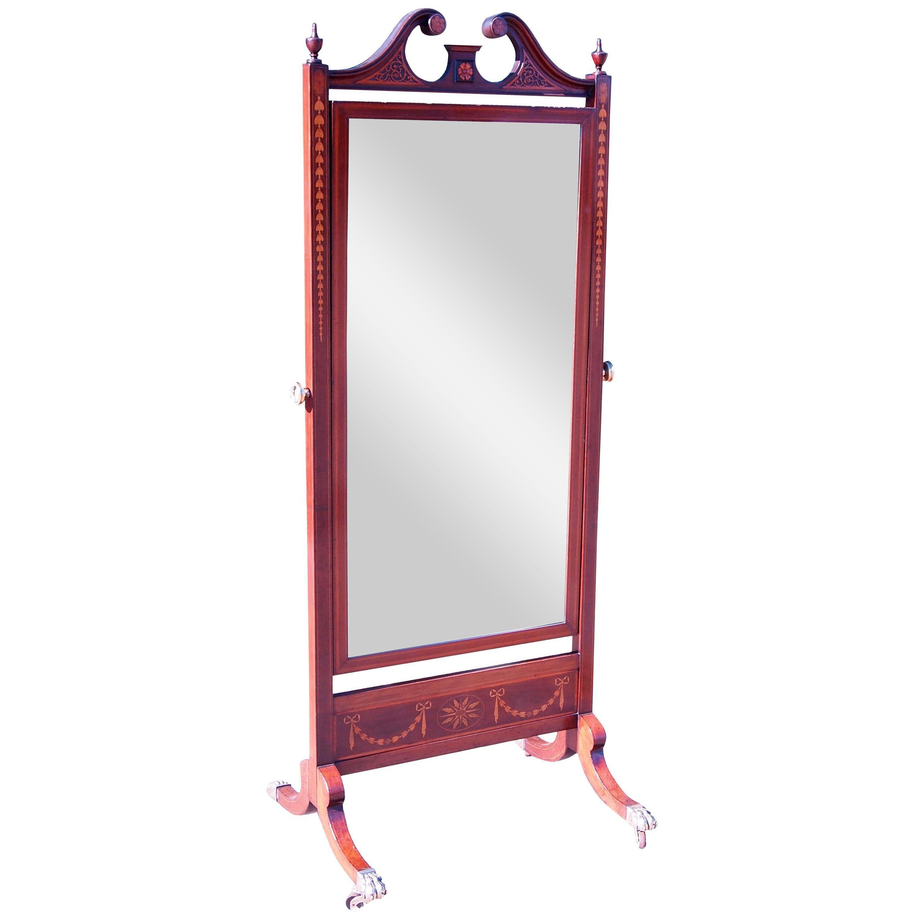 Antique 19th Century Mahogany Cheval Dressing Mirror