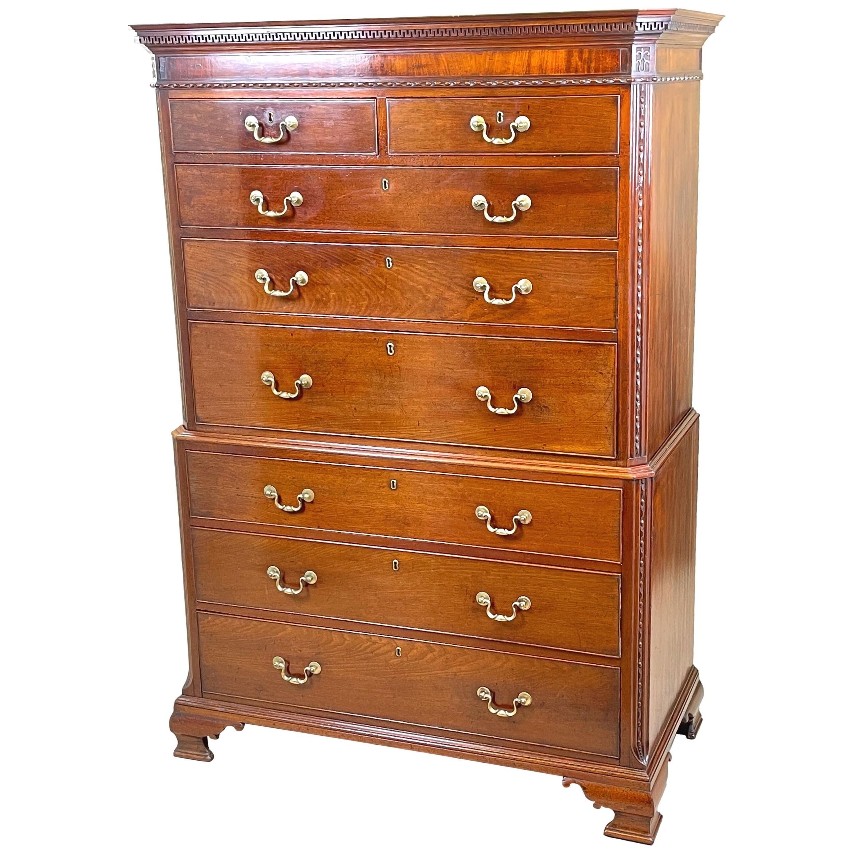 18th Century Chippendale Mahogany Tallboy / Chest On Chest