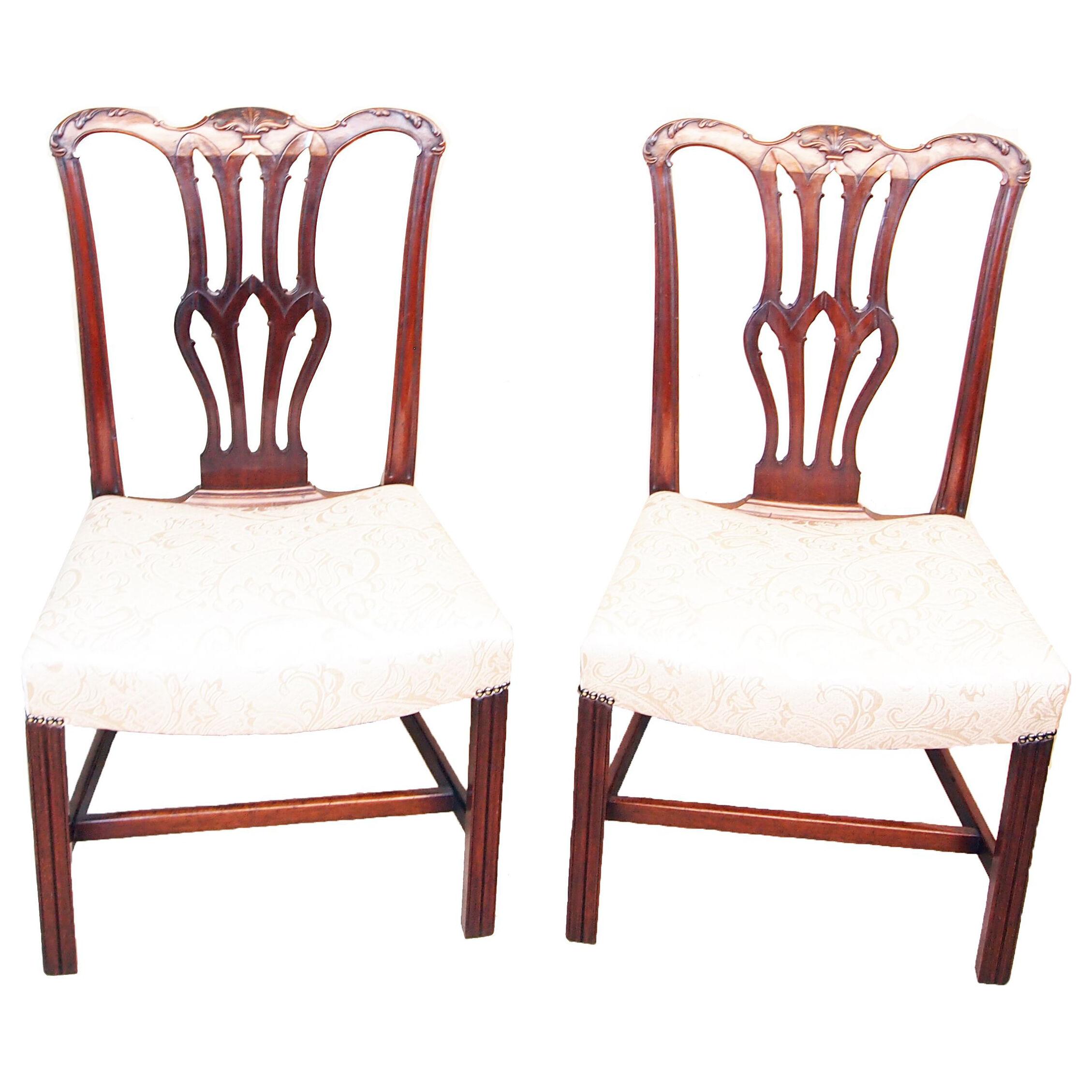 Antique Georgian Mahogany Pair of Side Chairs 